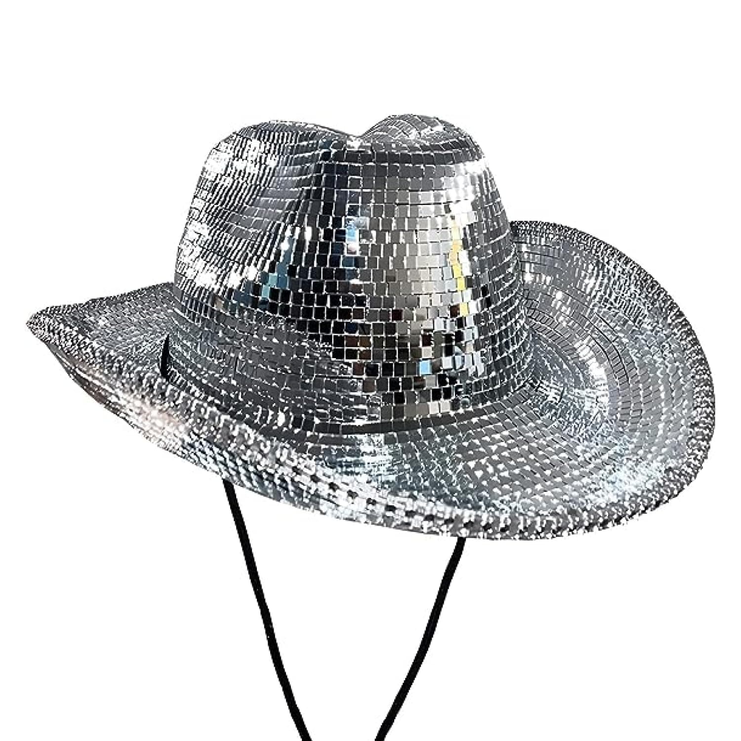 obmobiDisco Ball Cowboy Hat, Silver Mirror Cowgirl Hat Bachelor Party Hat Cowboy Cap for Cosplay Party, Costume Party, Western Party Dress Up Accessories