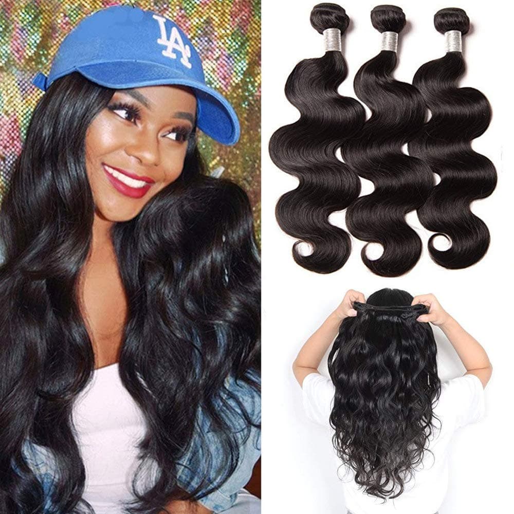 Perstar Human Hair Bundles Body Wave 4 Bundles 18 20 22 24 inch Brazilian Virgin Hair 100% Unprocessed Natural Black Bundles