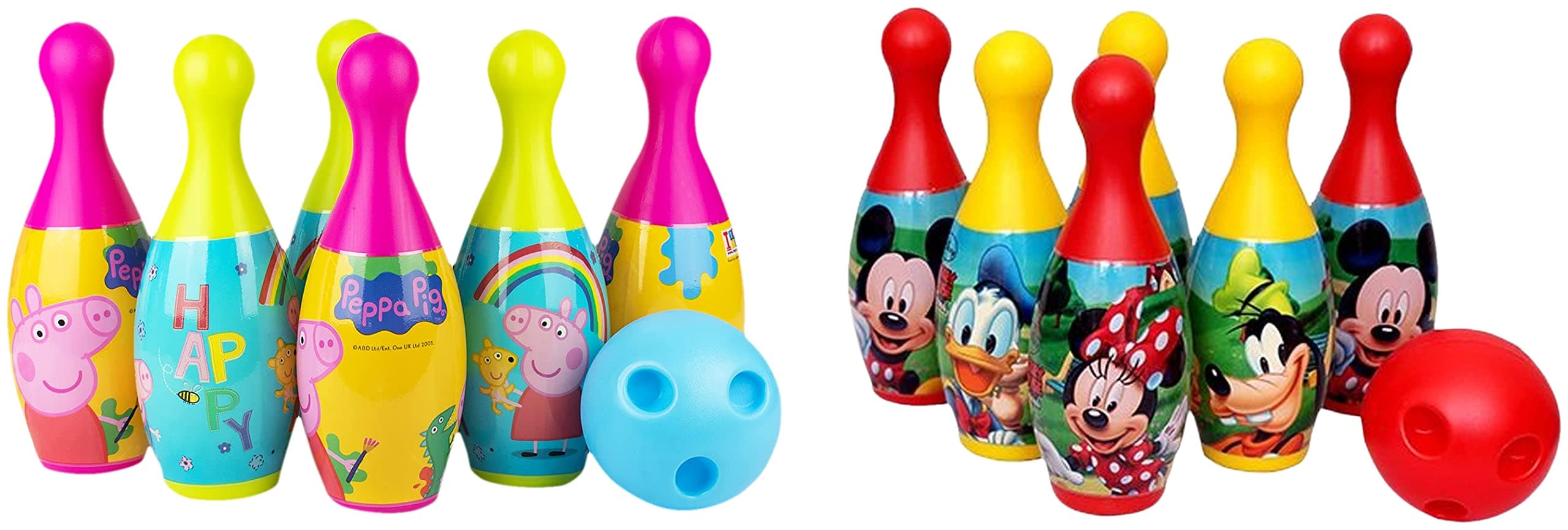 Disney Bowling Set - Mickey and Friends, Multicolor&Peppa Pig Bowling Set Fo Kids
