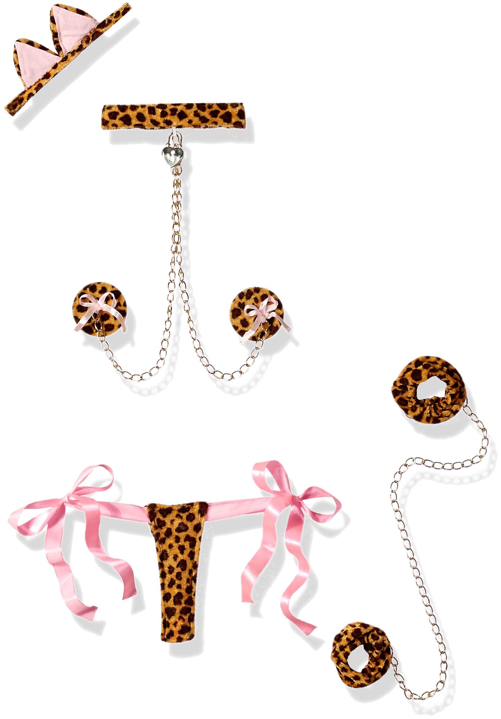 Kurop Women's Sexy Leopard Lingerie Cat Cosplay Outfit Bikini Lingerie Sets, Yellow, All Code(Yellow)