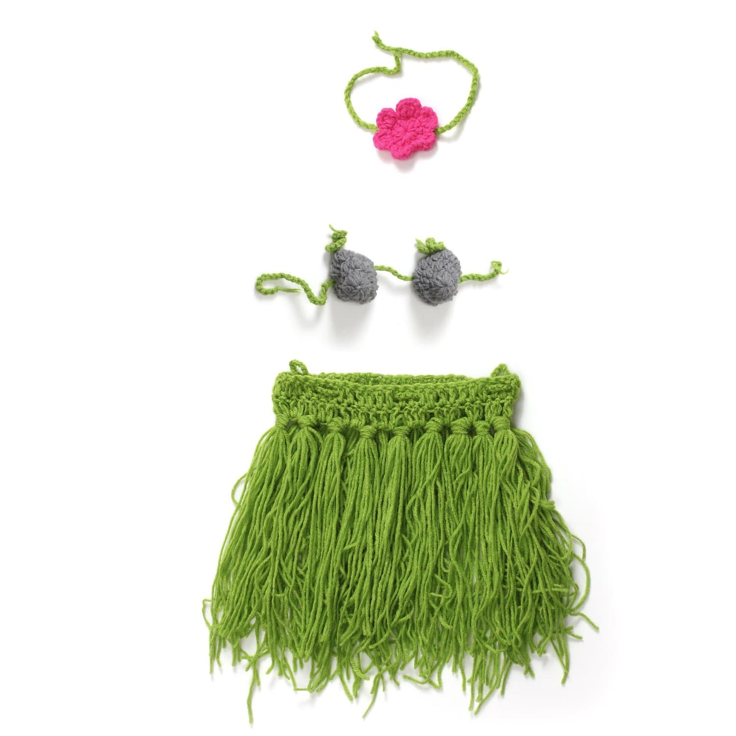 ChenJia Baby Hand Crochet Set Green Photograph Props（Grass skirts）