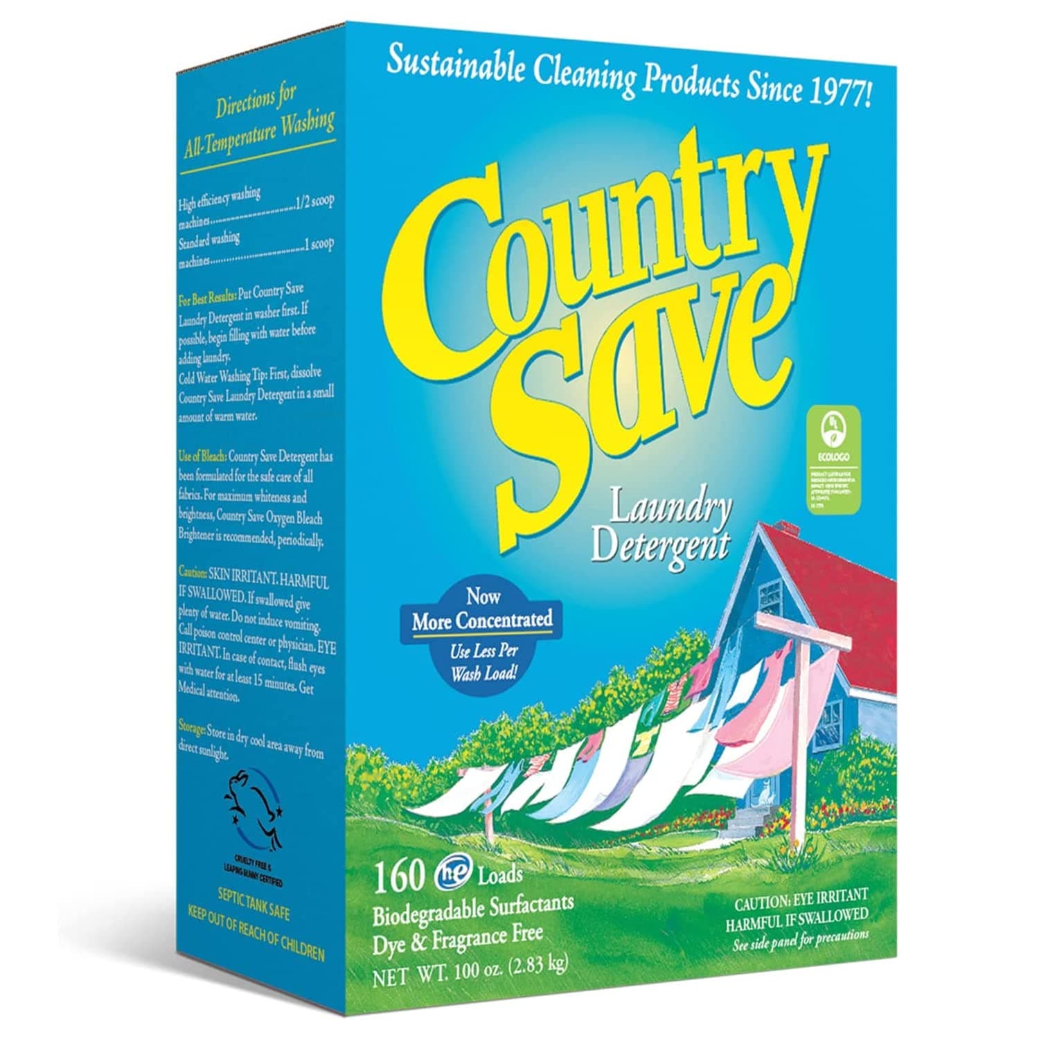 Country Save Laundry Detergent Powder, Natural - HE Natural Laundry Detergent Clear and Free of Fillers and Chemicals - Sensitive Washing Detergent for Babies - Laundry Detergent, 10 lbs