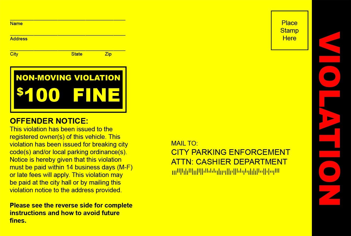Patriot Web Design Fake Parking Tickets - Pack of 100