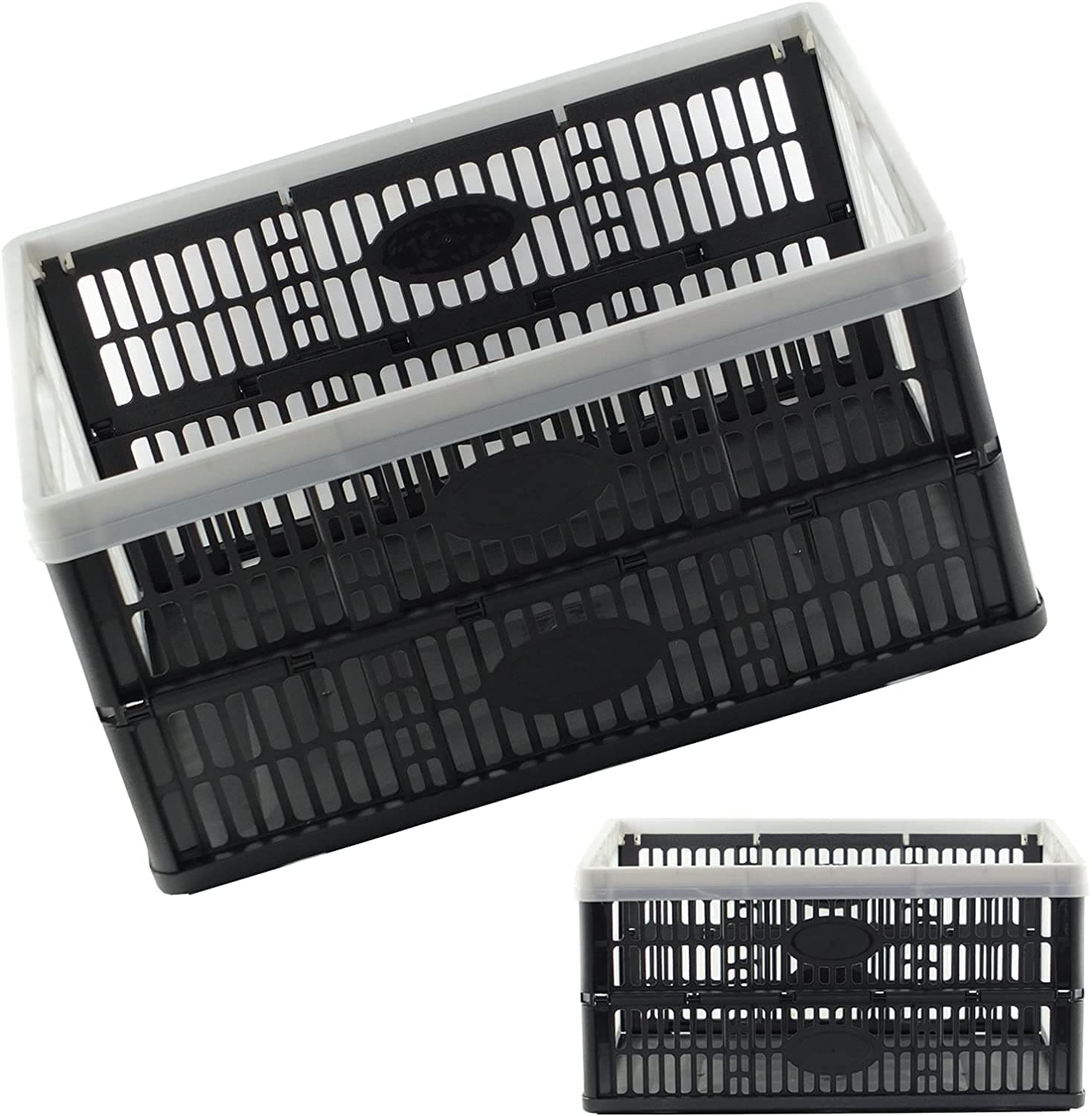 Fold Flat Crate - Plastic 32 L Folding Storage Crate Box (Pack of 10)
