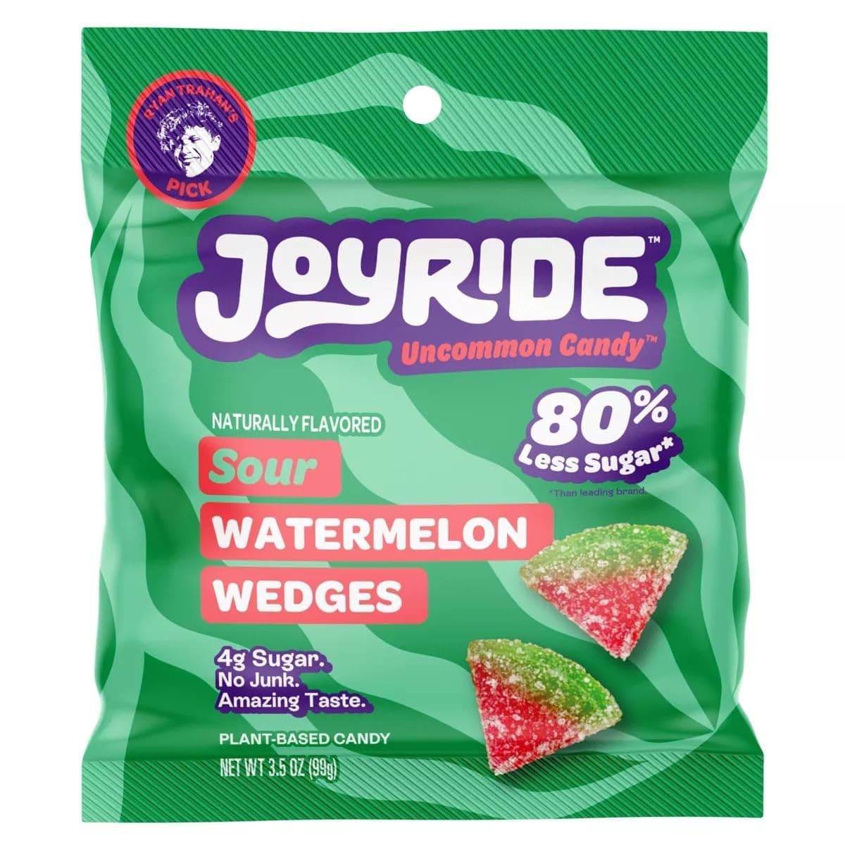 Asherpro Joyride Sweets Candy Sour Watermelon Wedges - 3.5oz, 80% Less Sugar - 3.5oz, Gummy Strips, Gummy candy strips, Candy Belts, Sour Candy Strips.(pack of 1)