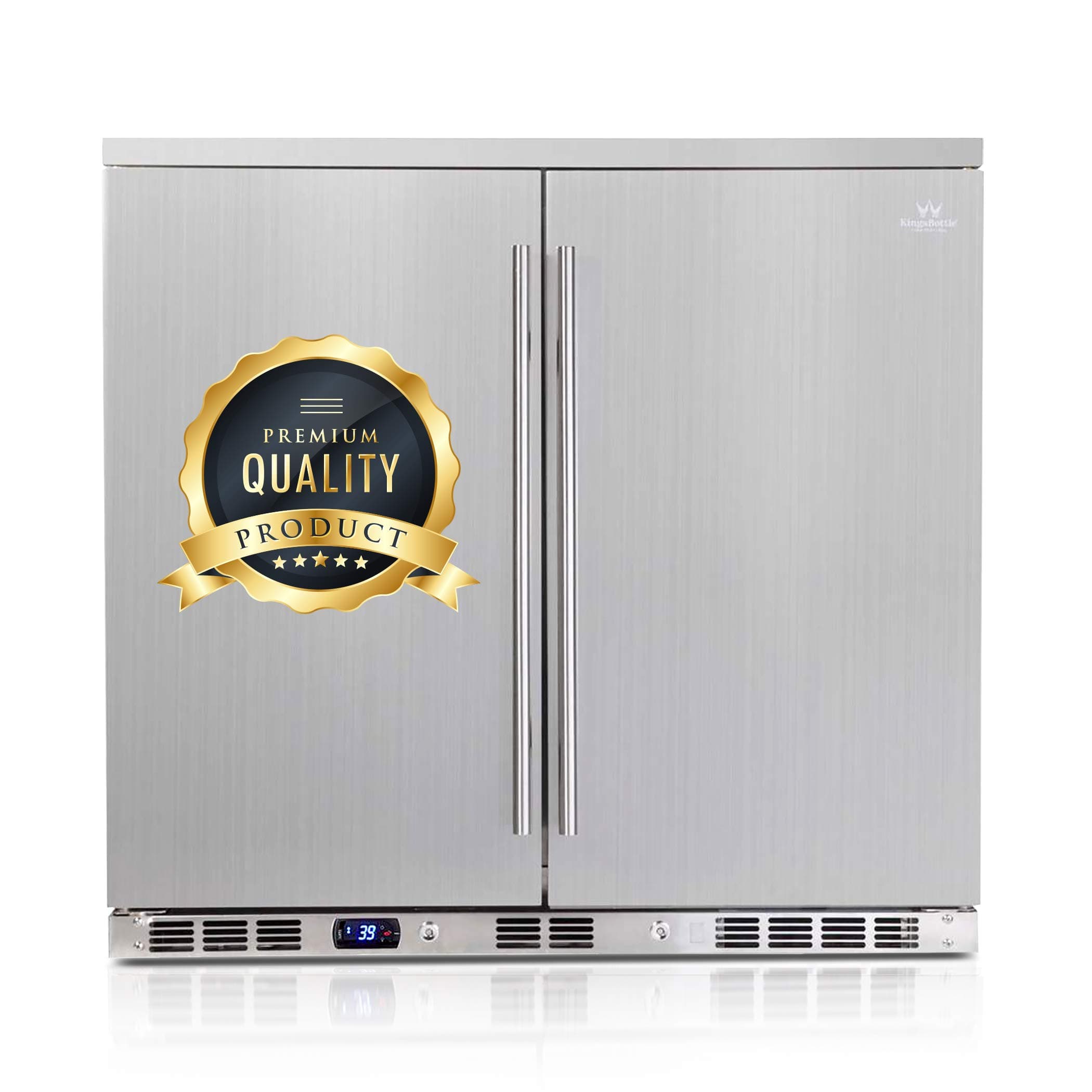KingsBottle Stainless Steel Beverage Fridge Outdoor – 165.3 pounds, 169 Cans Patio Beer Refrigerator, Sophisticated Temperature Control & Vibration free 2 Door Drinks Cooler – (2-year Warranty)