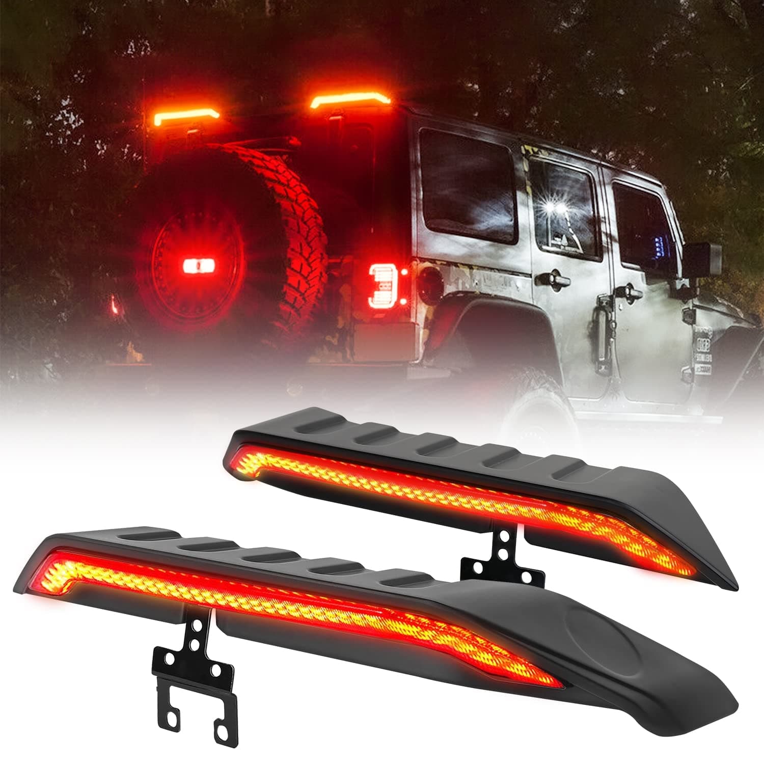 High Mount Brake Light with Turn Signals & Brake Lights, Extra Tail Light For Jeep Wrangler JK JKU 2007-2018