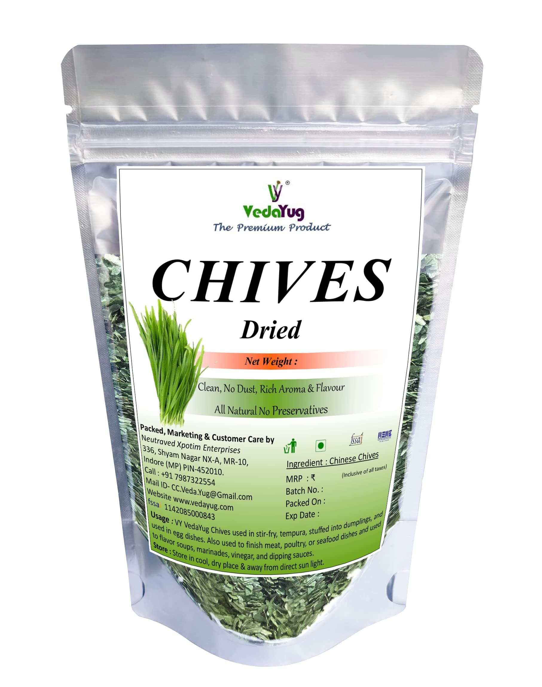 VY VedaYug Chives Herb Seasoning | Chives Dried Leaves | Chinese Chives - 80 grams