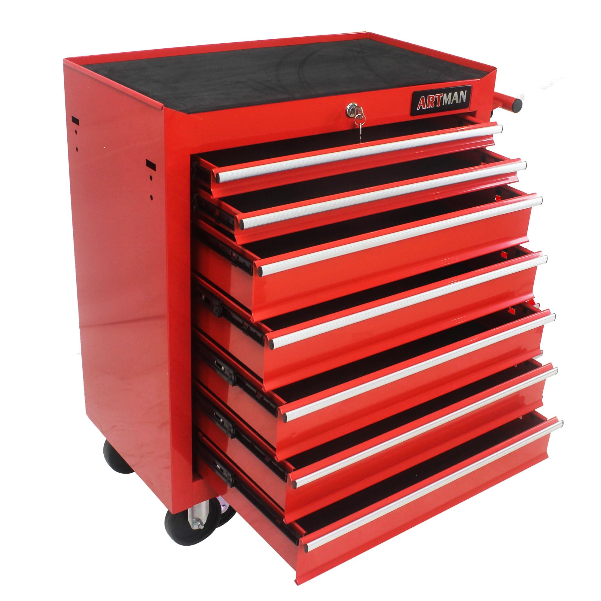 Rolling Tool Chest with 7-Drawer Tool Box with Wheels Multifunctional Tool Cart Mechanic Tool Storage Cabinet for Garage, Warehouse, Workshop, Repair Shop (Red)