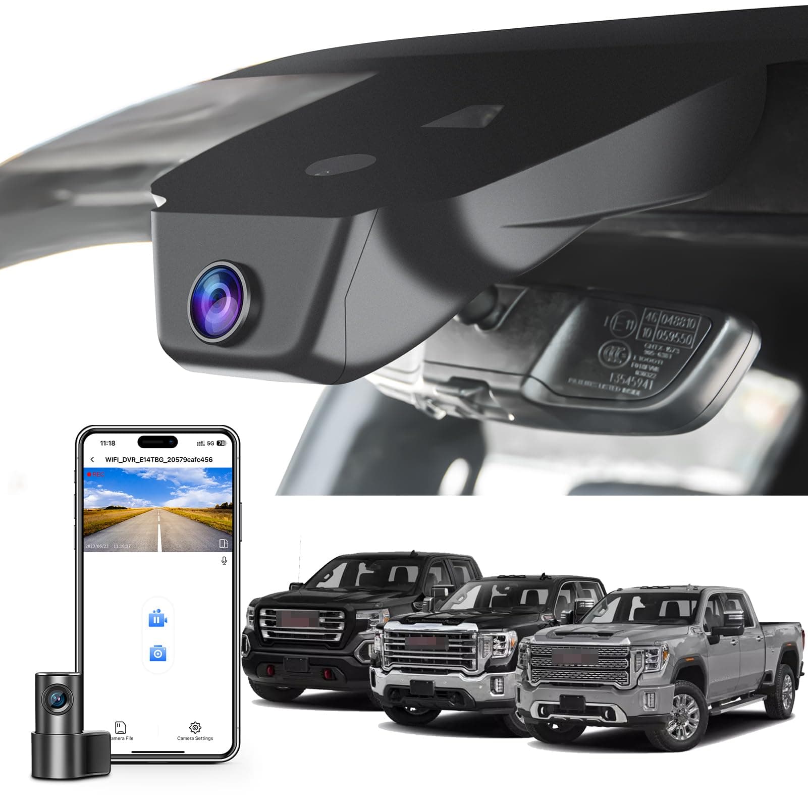 Front 4K & Rear 1080P Dash Cam Custom fit for GMC Sierra 1500 2022-2026 HD 2024-2026 Pro SLE Elevation SLT AT4X Denali Ultimate (Model C), Integrated OEM Look, UHD 2160P Video, 128GB Card