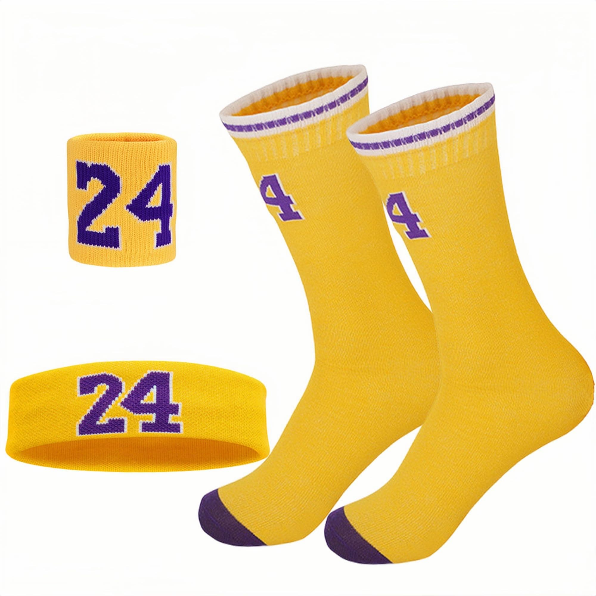 4 Pcs Basketball Accessories Socks for Boys and Girls-Basketball Sweatbands Wristbands Kit-Sport Socks for Kids 6-14