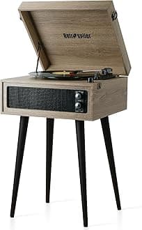 3-Speed Record Player, Bluetooth Turntable with Built-in Speakers and Detachable Legs,USB Playback& Vinyl-USB Recorder, Oatmeal