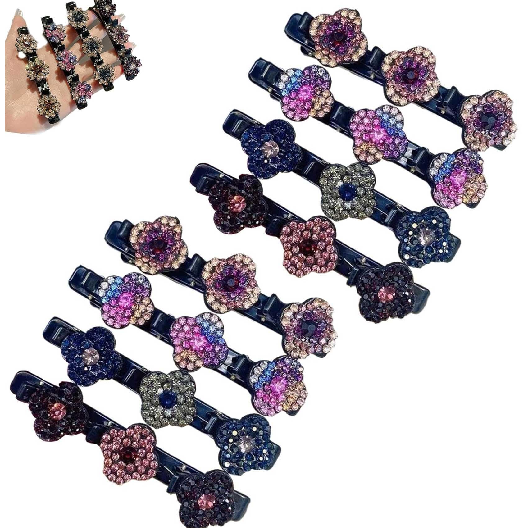 Sparkling Crystal Braided Hair Clip, 4 PCS Hair Clips for Women, Stone Hair Accessories for Quick Change of Look Styling, 9.5cm