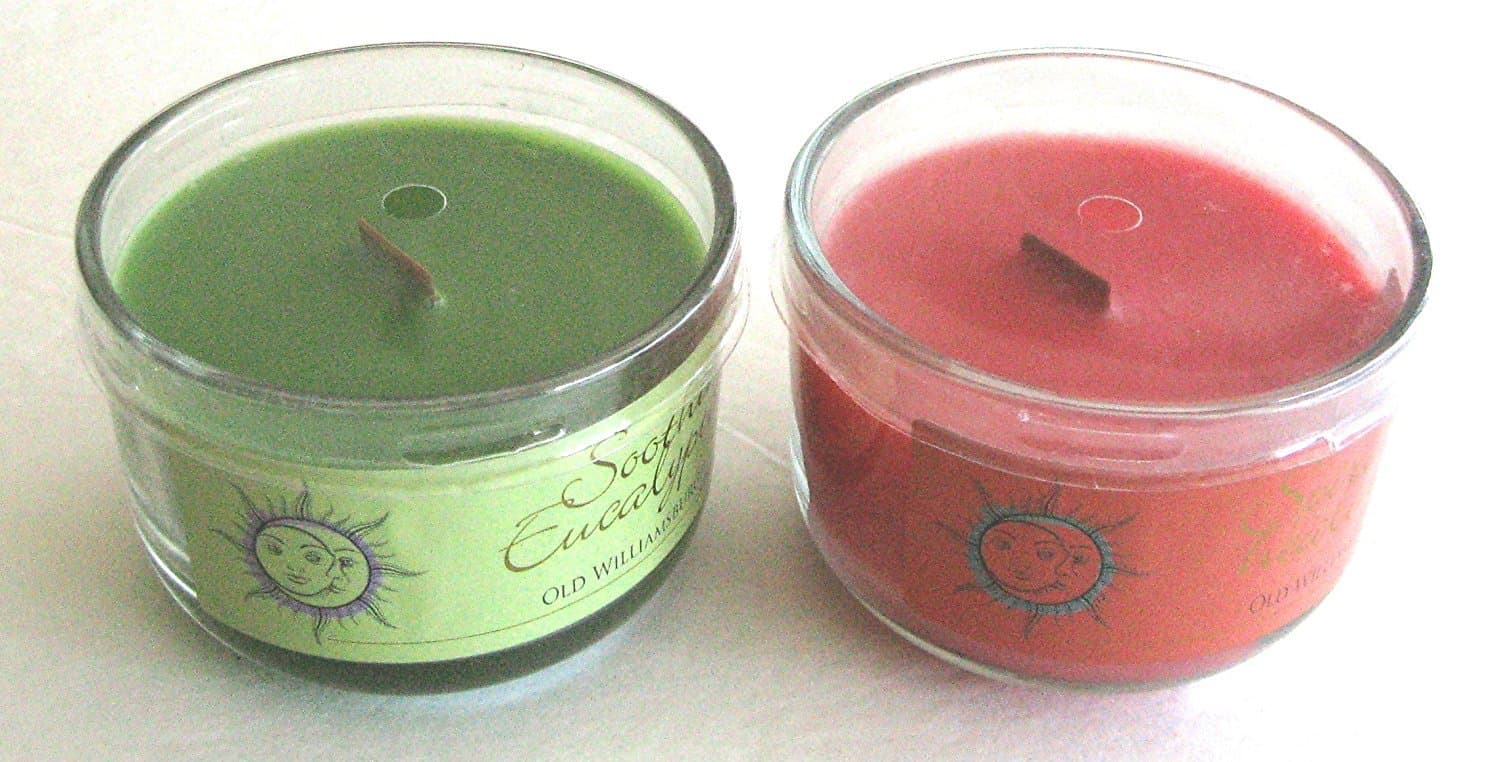 Old Williamsburgh Set of 2 Scented Candles in Glass Holders Soothing Eucalyptus & Spiritual Healing