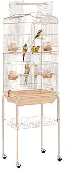 Yaheetech64'' H Open Top Metal Medium Small Parrot Parakeet Bird Cage w/Double Doors, Slide-Out Tray & Detachable Rolling Stand