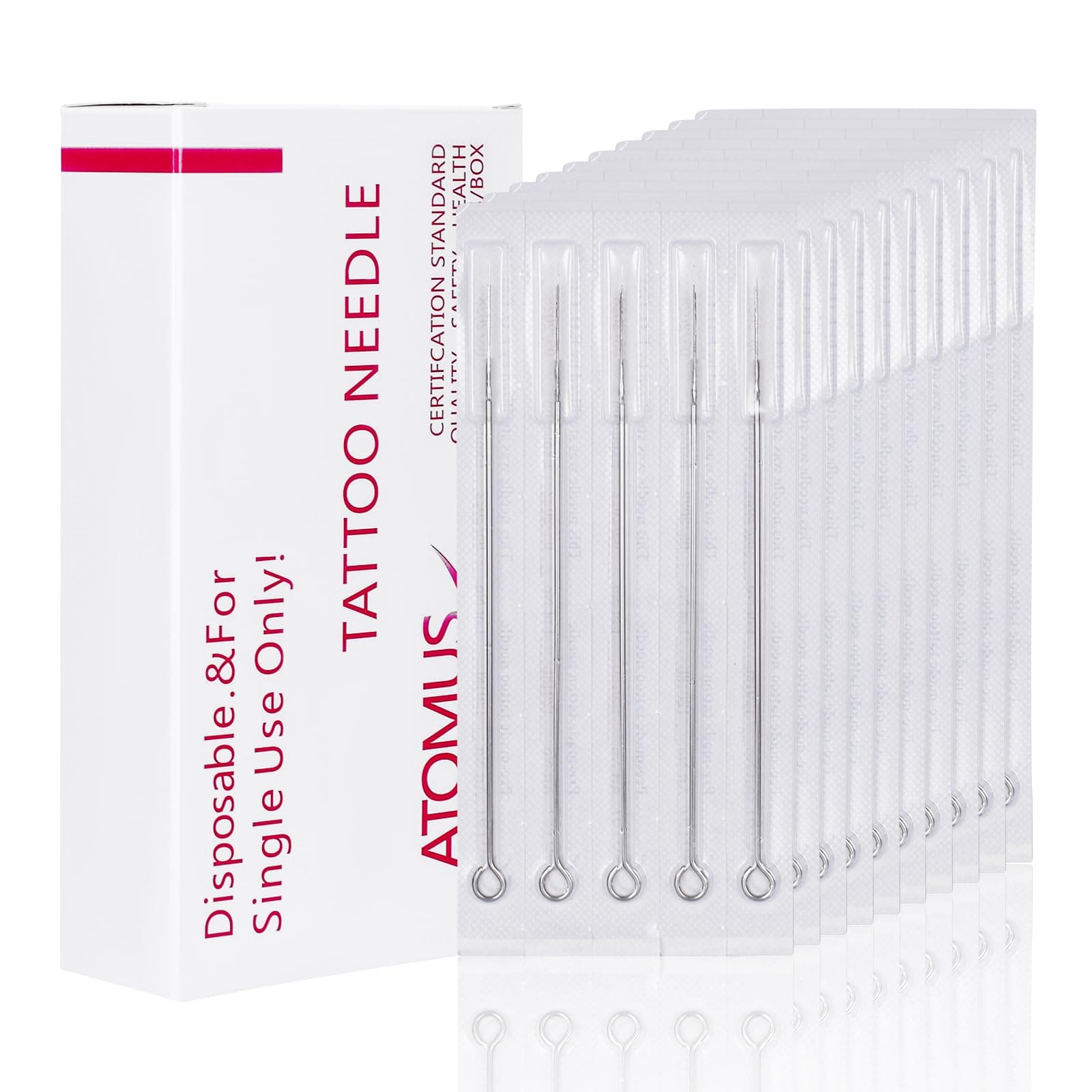 ATOMUS 50pcs Tattoo Needles Set 3RL Disposable Stainless Steel Needles for Tattoo Machine