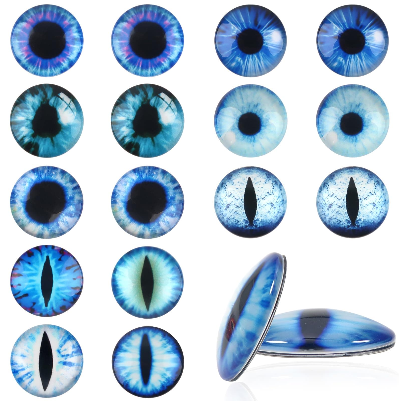 TOAOB 20pcs 1.18 Inch Blue Large Dragons Eyes Glass Cabochons Eyes for Clay Doll Making Sculptures Props Craft DIY Findings Jewelry Making