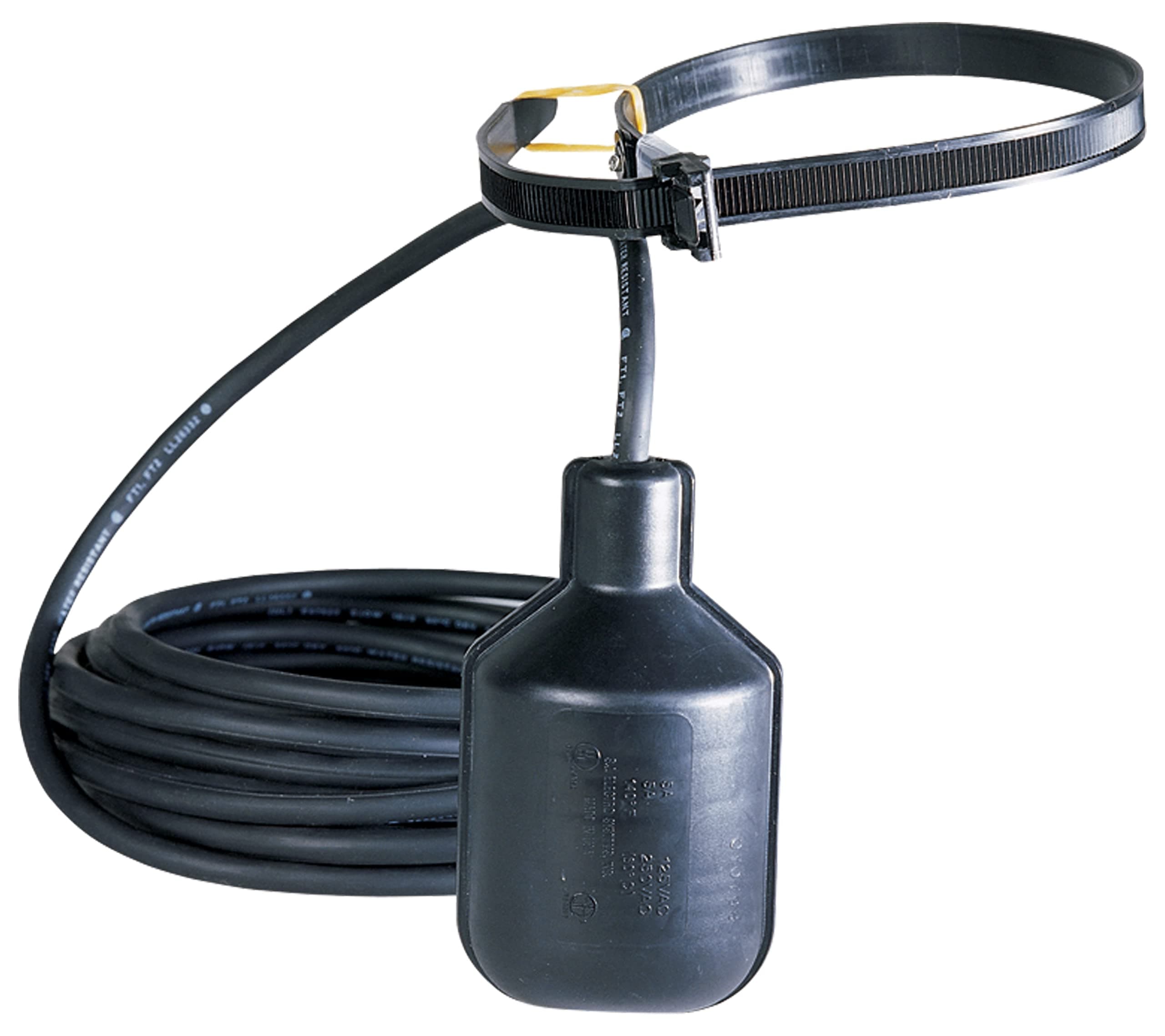 CFST, 5 Amp, 115/230 Volt, 50/60 Hz Pump Down Control Float Switch for use with Control Panels with or without an Alarm, 20-Foot Lead Wires (Plugless), Black, 950267