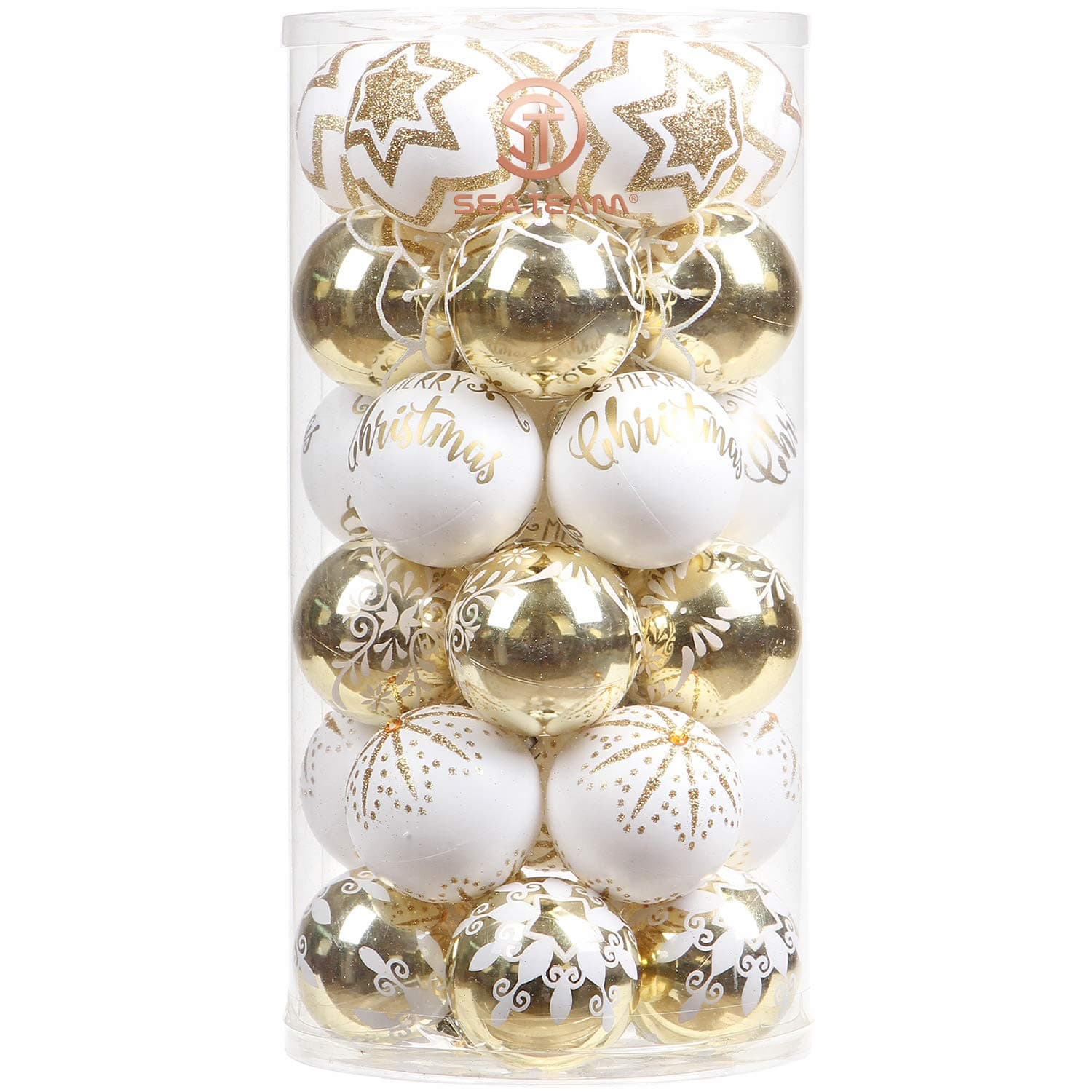 60mm/2.36" Set of Colorful Painted Sparkling Ornaments and Hanging Baubles for Christmas Tree - 30 Pieces