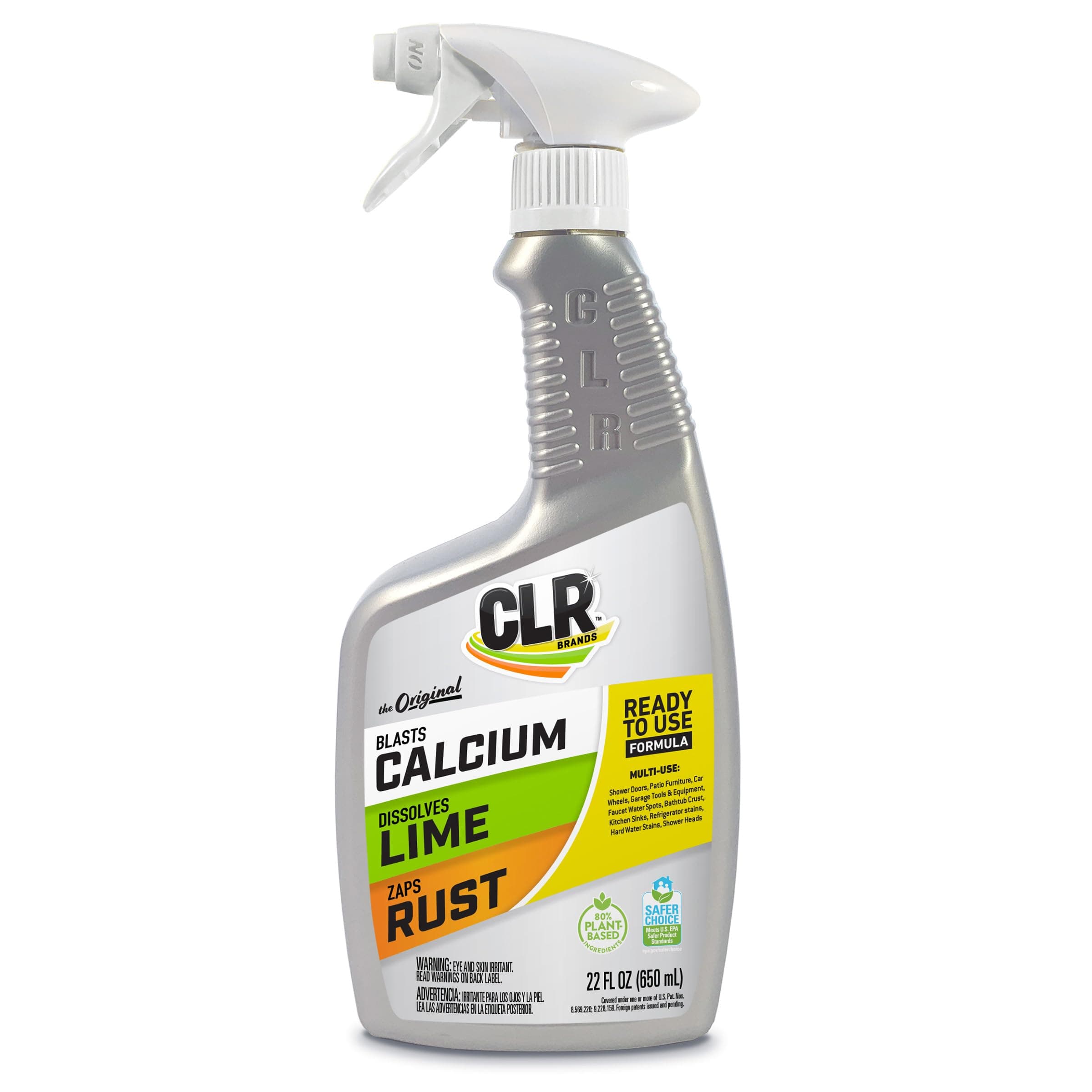 CLR Brands® Calcium, Lime & Rust Remover, Blasts Calcium, Dissolves Lime Deposits, Zaps Stubborn Rust Stains and Hard Water Deposits, 22 Ounce Spray Bottle (Pack of 1)