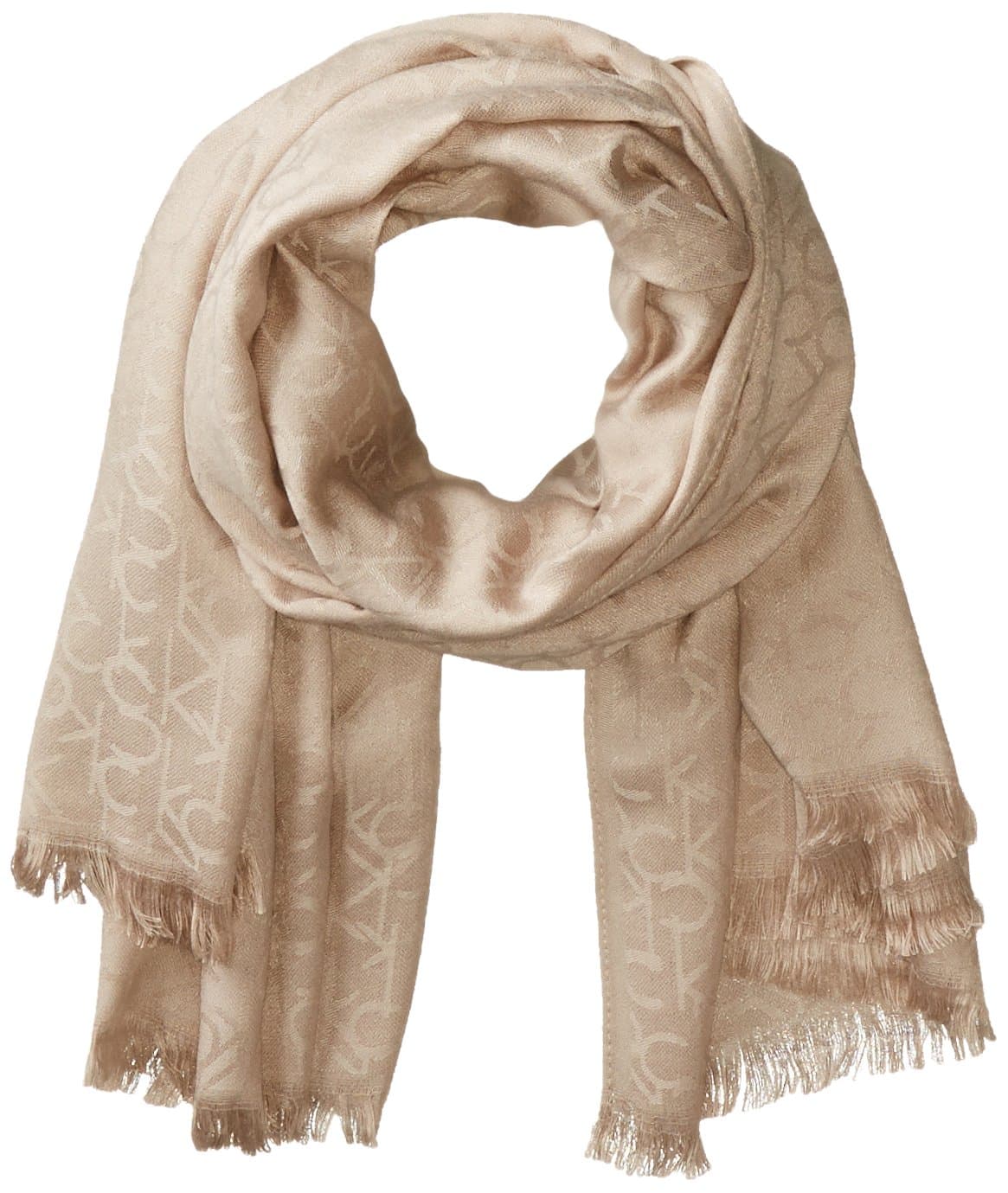 Lightweight Pashmina Scarf with Tonal Logo Pattern