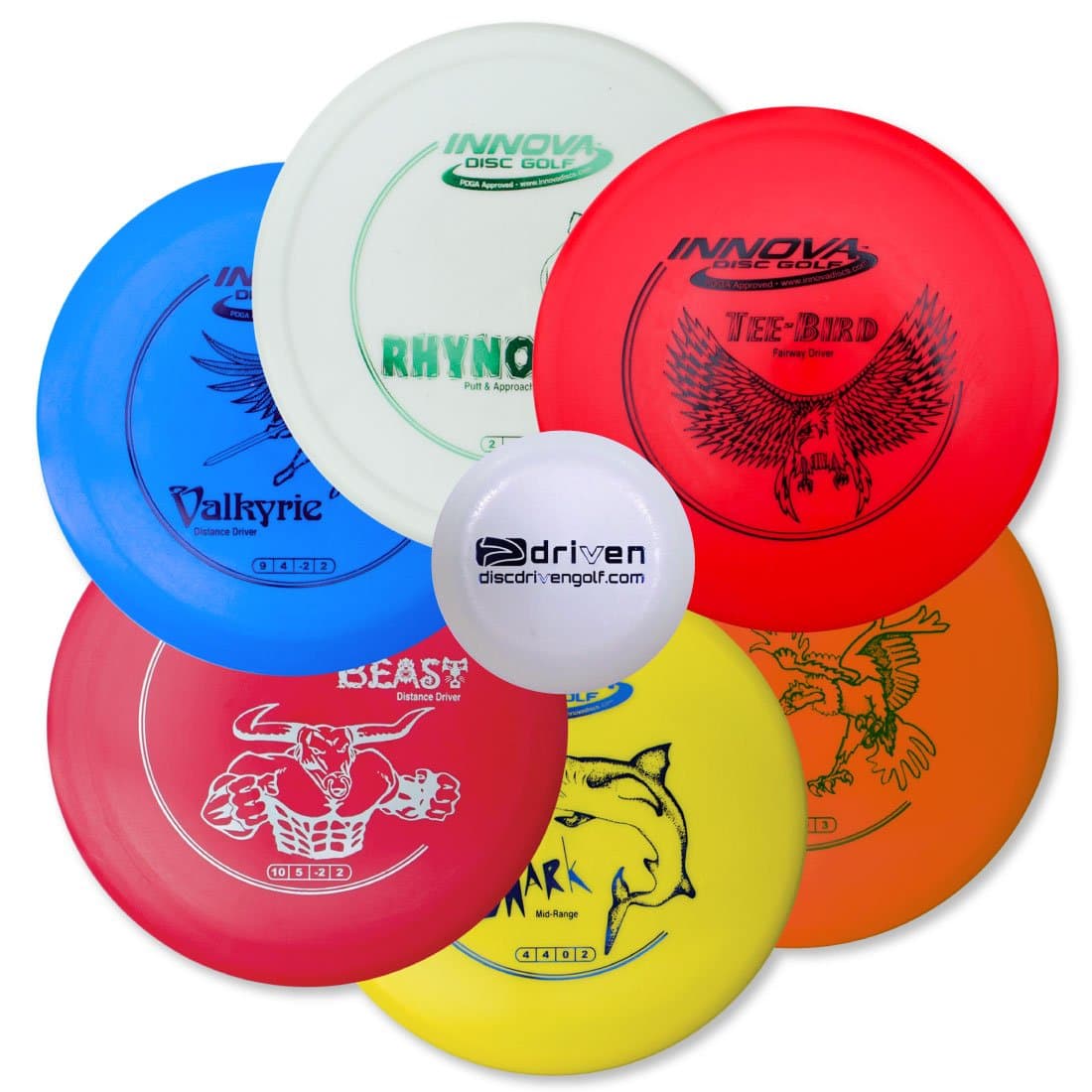 Innova Disc Golf Starter Set with Driven Mini Marker Disc (6 Disc Set - Colors Vary)
