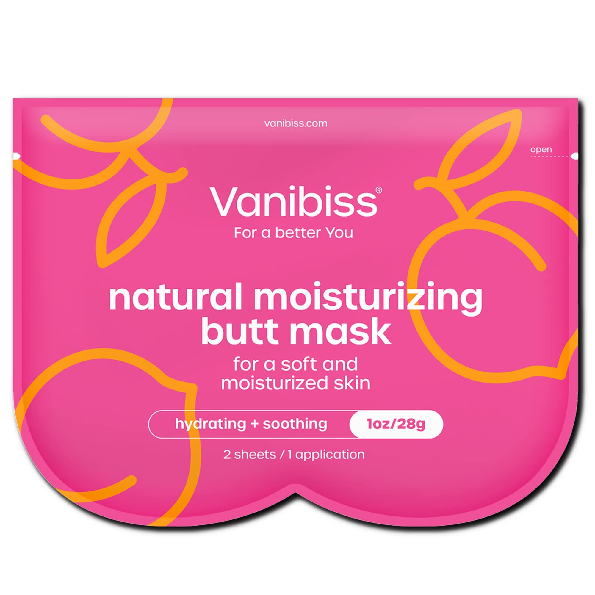 Vanibiss Moisturizing Butt Mask for Women - Hydrating & Soothing Sheet Mask for Your Bum - Collagen Skincare for Buttocks (2 Sheets - Single Use)