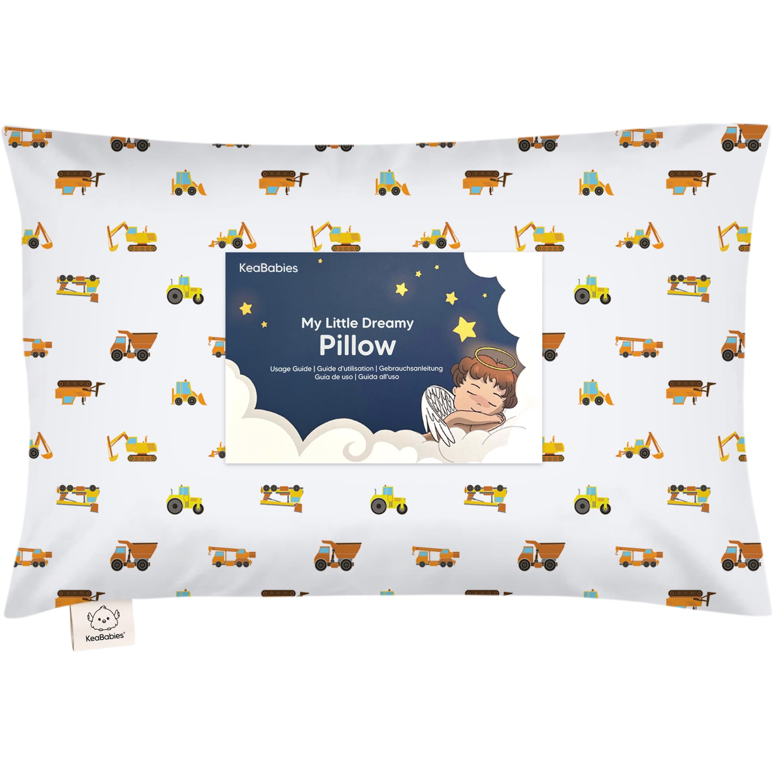 KeaBabies Toddler Pillow - Organic Cotton Fiber Fillings, 33cm x 46cm, Rectangular, Spine-Friendly Ergonomic Design