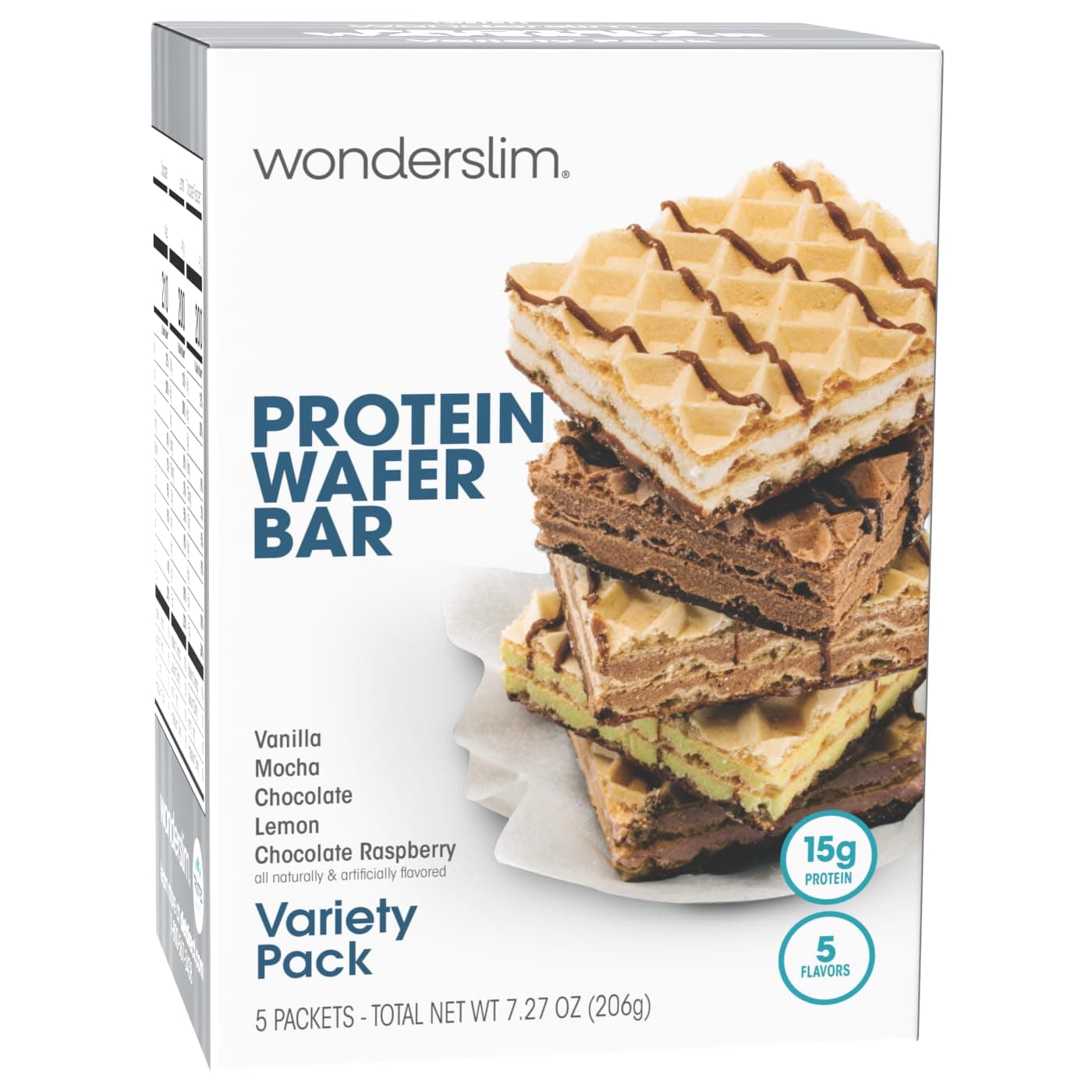 Protein Wafer Snack Bar, Variety Pack, 15g Protein, 5 Flavors, 0mg Cholesterol (5ct)