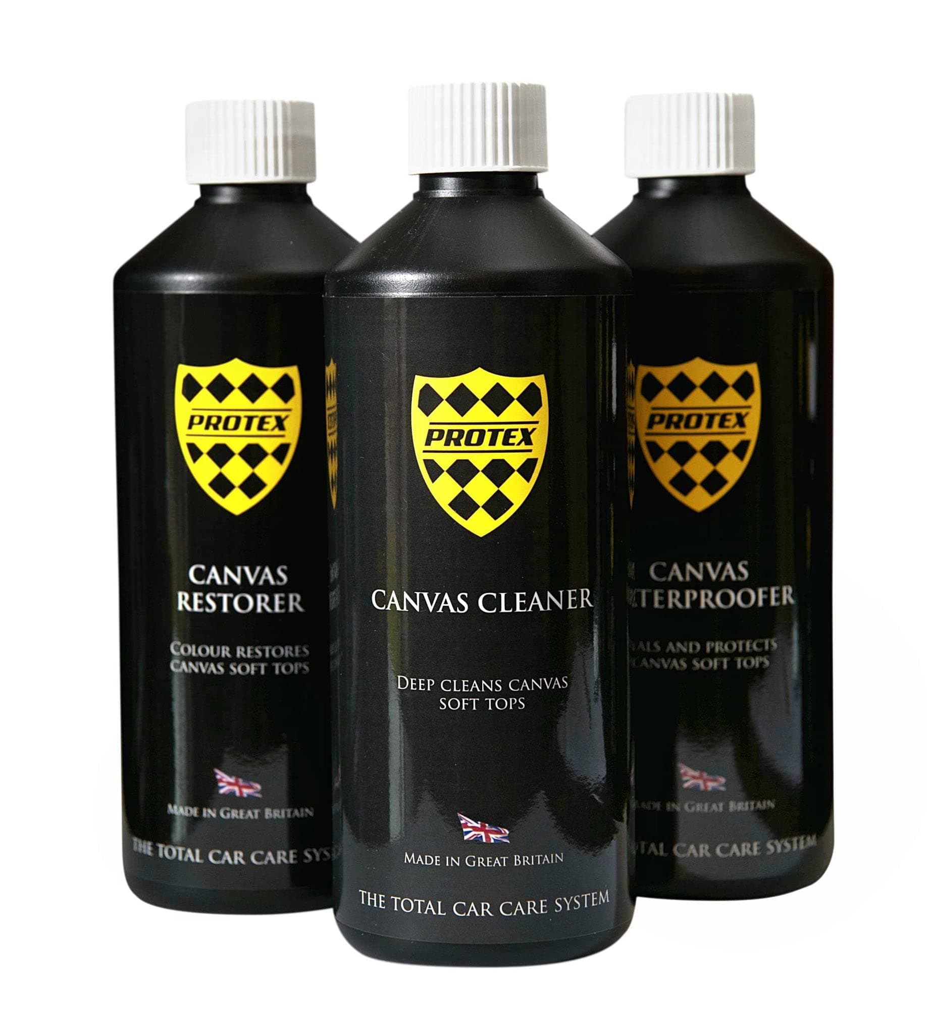 PROTEX Convertible Soft Top Care Kit with Canvas Cleaner/Restorer (Black)/Waterproofer - 500ml