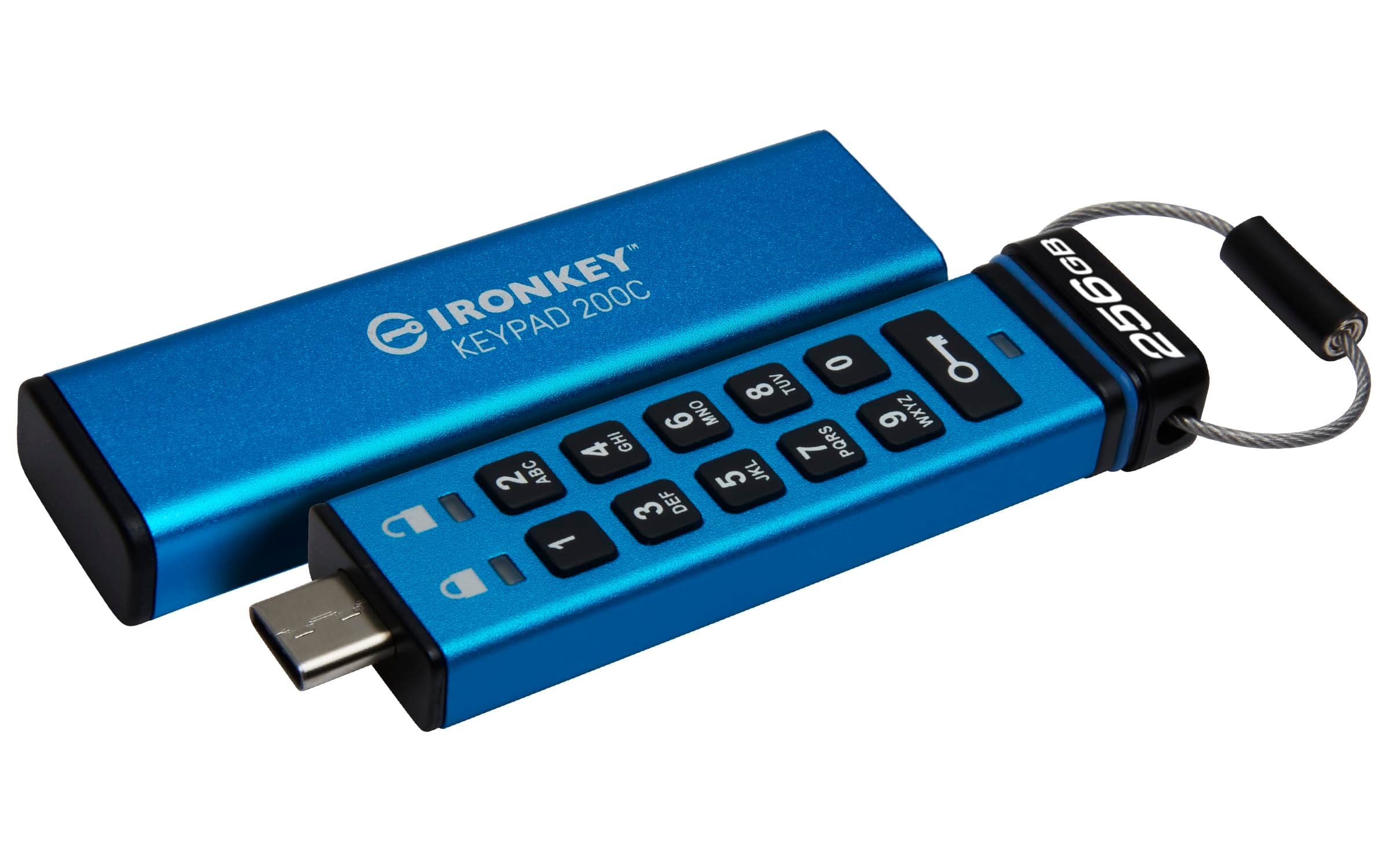 Kingston Ironkey Keypad 200 USB-C 256GB Encrypted Flash Drive | No OS | FIPS 140-3 Level 3 | XTS-AES 256-bit | BadUSB and Brute Force Protection | Multi-Pin Option | IKKP200C/256GB