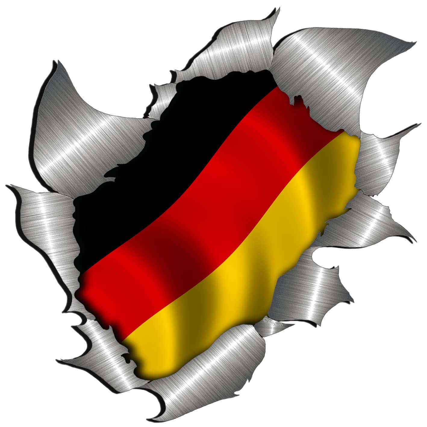 Extra Large size German Flag Metal Rip Open Sticker