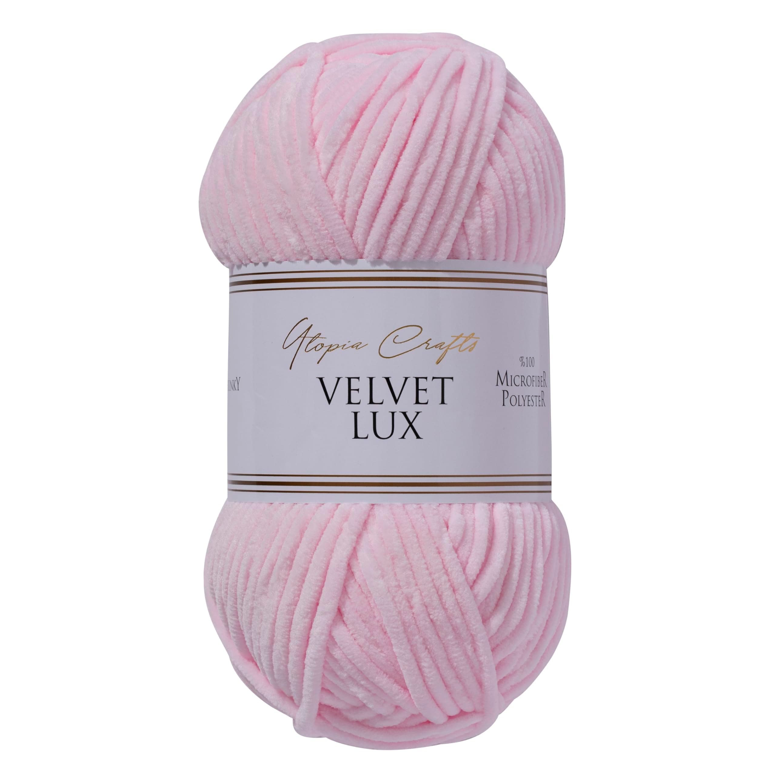Utopia Crafts Velvet Lux Chenille Super Soft Chunky Yarn for Knitting and Crochet 100g (1, Pink Swan)