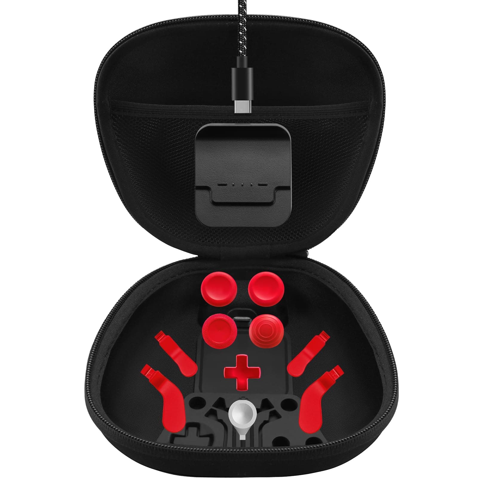 Complete Component Pack for Xbox Elite Controller Series 2 - Accessories Includes 1 Controller Carrying Case, 1 Charging Dock, 4 Thumbsticks, 4 Paddles, 1 Adjustment Tool and 1 Charging Cable(RED)