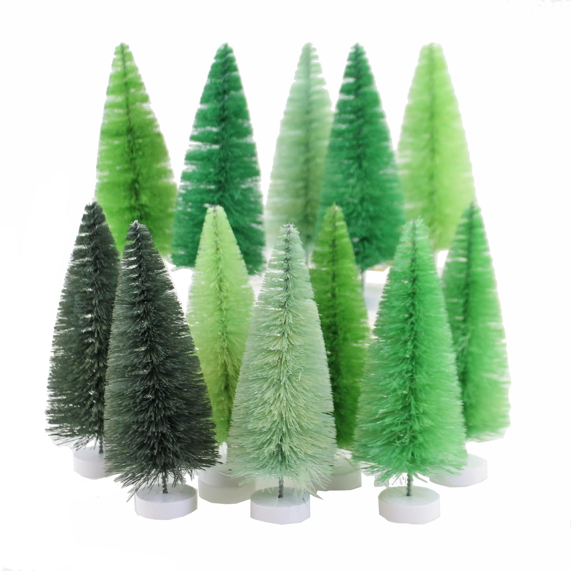 Cody Foster & Co Green Hue Bottle Brush Trees Putz Village Christmas Bb98g Set/12