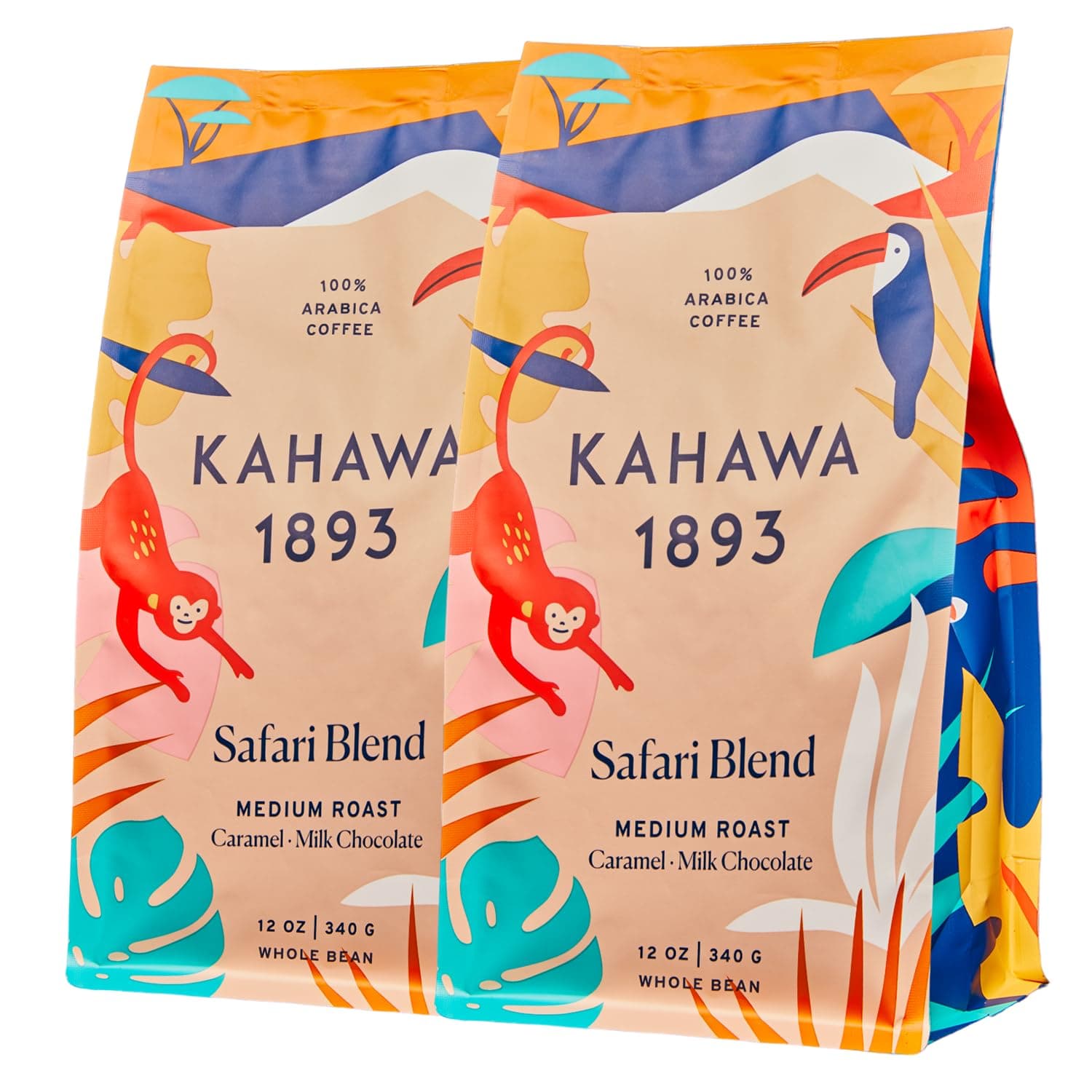 Whole Coffee Beans - Safari Blend - Great for Cold Brew - As Seen on Shark Tank - Medium Roast - Directly Farmer Sourced from Kenya - Tasting Notes: Caramel & Milk Chocolate -2ct
