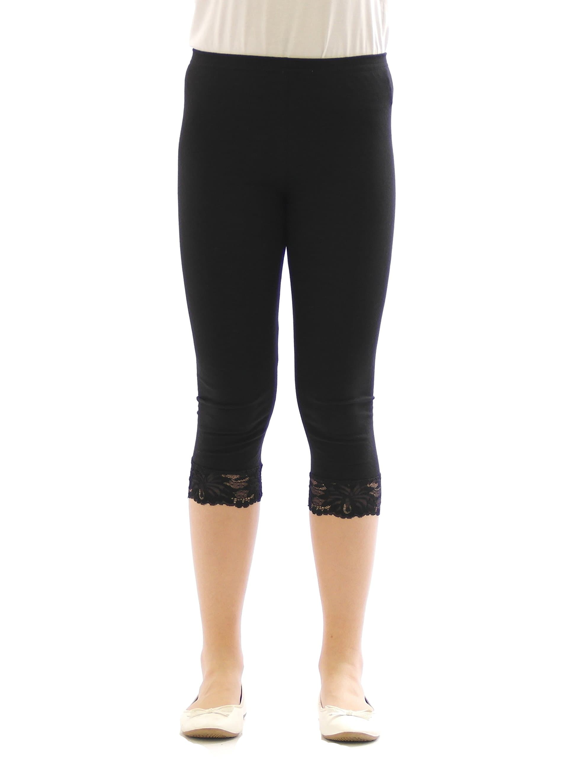 YESET Girl Kids Leggings Leggings Trousers Capri 3/4 Short with Lace Cotton