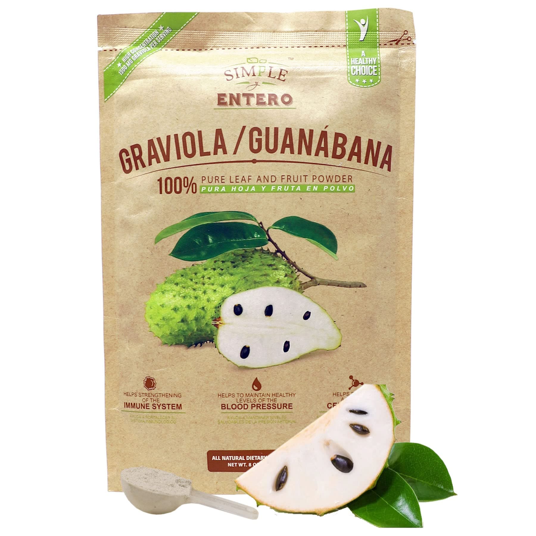 Graviola/Guanabana, 100% Pure Leaf Powder, Helps You Boost Your Immune System, Vegan, 8 Oz, Bag