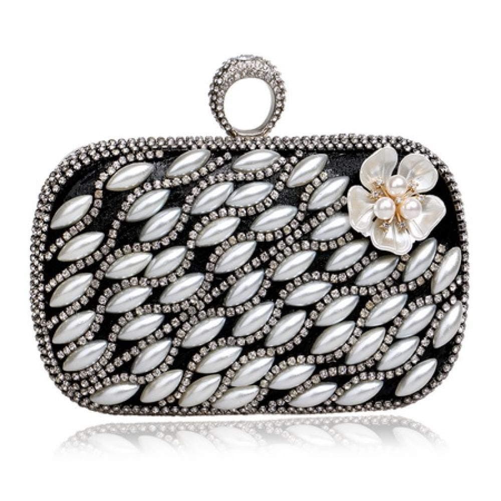 Clutch Bags For Women Small Purse Clutches Evening Bags Finger Ring Beaded Flower Design Evening Bag One Side Mixed Wedding Party Bag