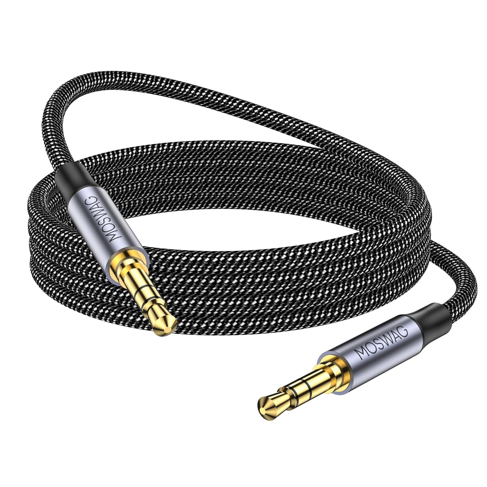MOSWAG 3.5mm Male to Male Aux Cable, 3.5mm Aux Cord to 3.5mm Audio Aux Jack Cable Nylon Braided Stereo Jack Cord for Phones,Headphones,Speakers,Tablets,PCs,Music Players and More
