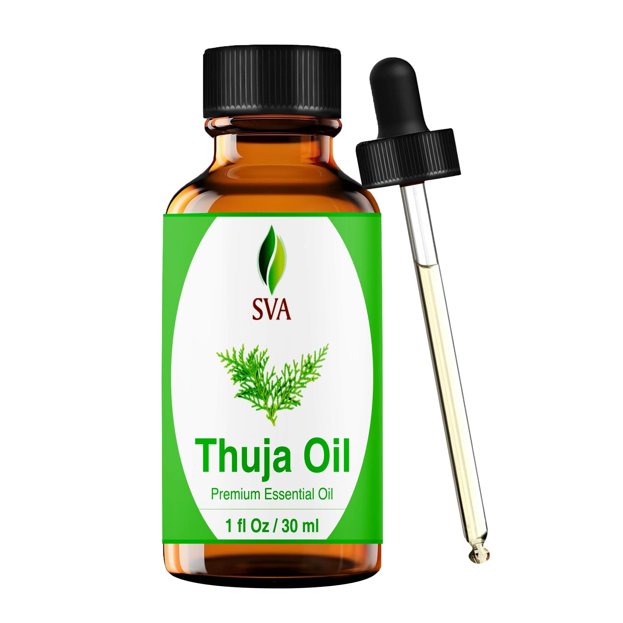 SVA Organics Thuja Essential Oil 1 Oz 100% Pure Natural Undiluted Premium Therapeutic Grade Oil for Aromatherapy, Diffuser, Hair Care, Skin Care, Glowing Skin