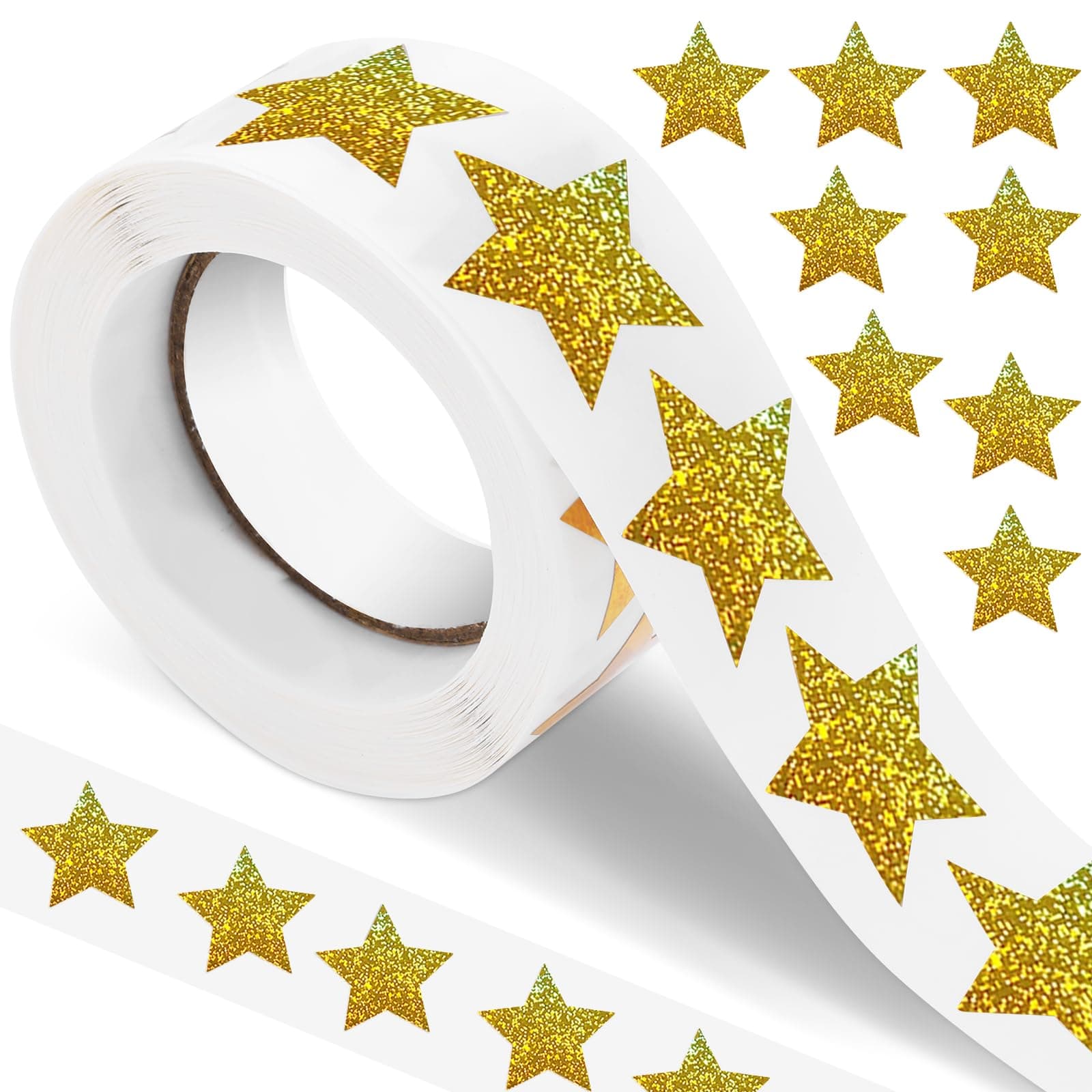 500 Pcs Gold Star Stickers, Holographic Gold Foil Star Stickers, 1 Inch, for Reward Chart, Crafts, Decoration