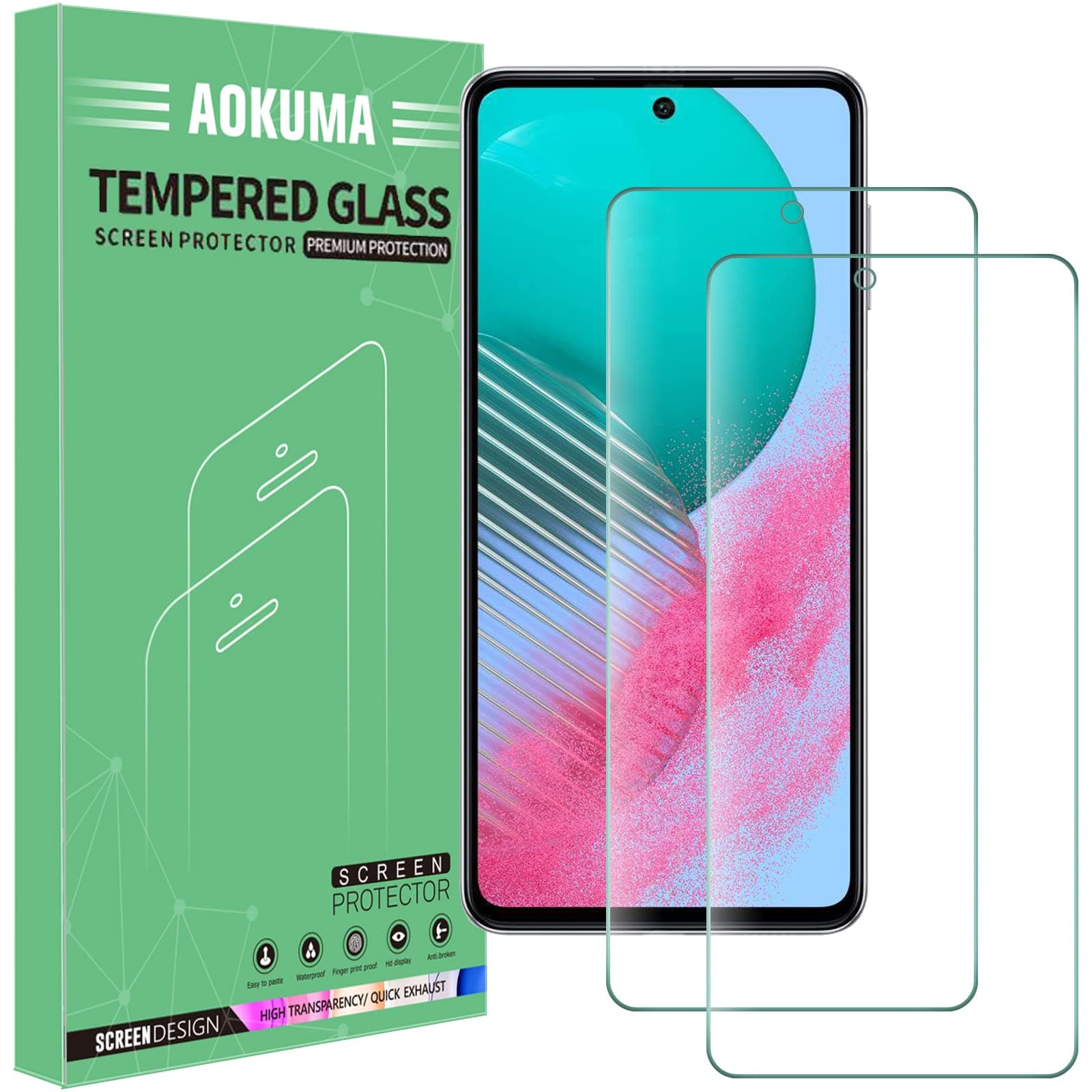 AOKUMA Tempered Glass for Oppo A79/A98 5G/A1/ Samsung Galaxy M54/A73 5G/Motorola Moto Edge 20/20 Pro Screen Protector, [2 Pack] Premium Quality Guard Film,Shockproof, Scratchproof