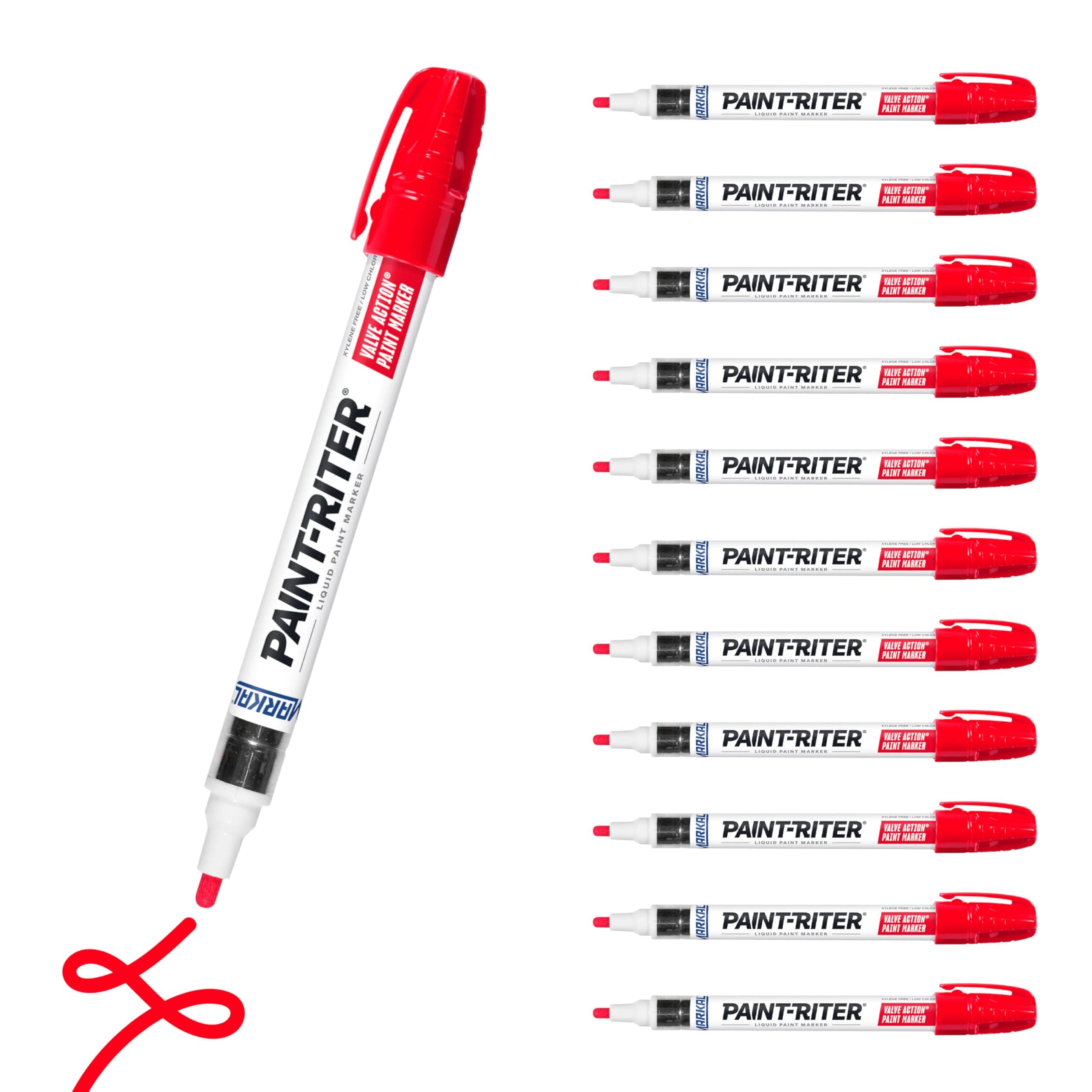 96822 Paint-Riter+ Valve Action Marker, Versatile Surface Compatibility, Bold Mark Size 1.8", Red 12-Pack