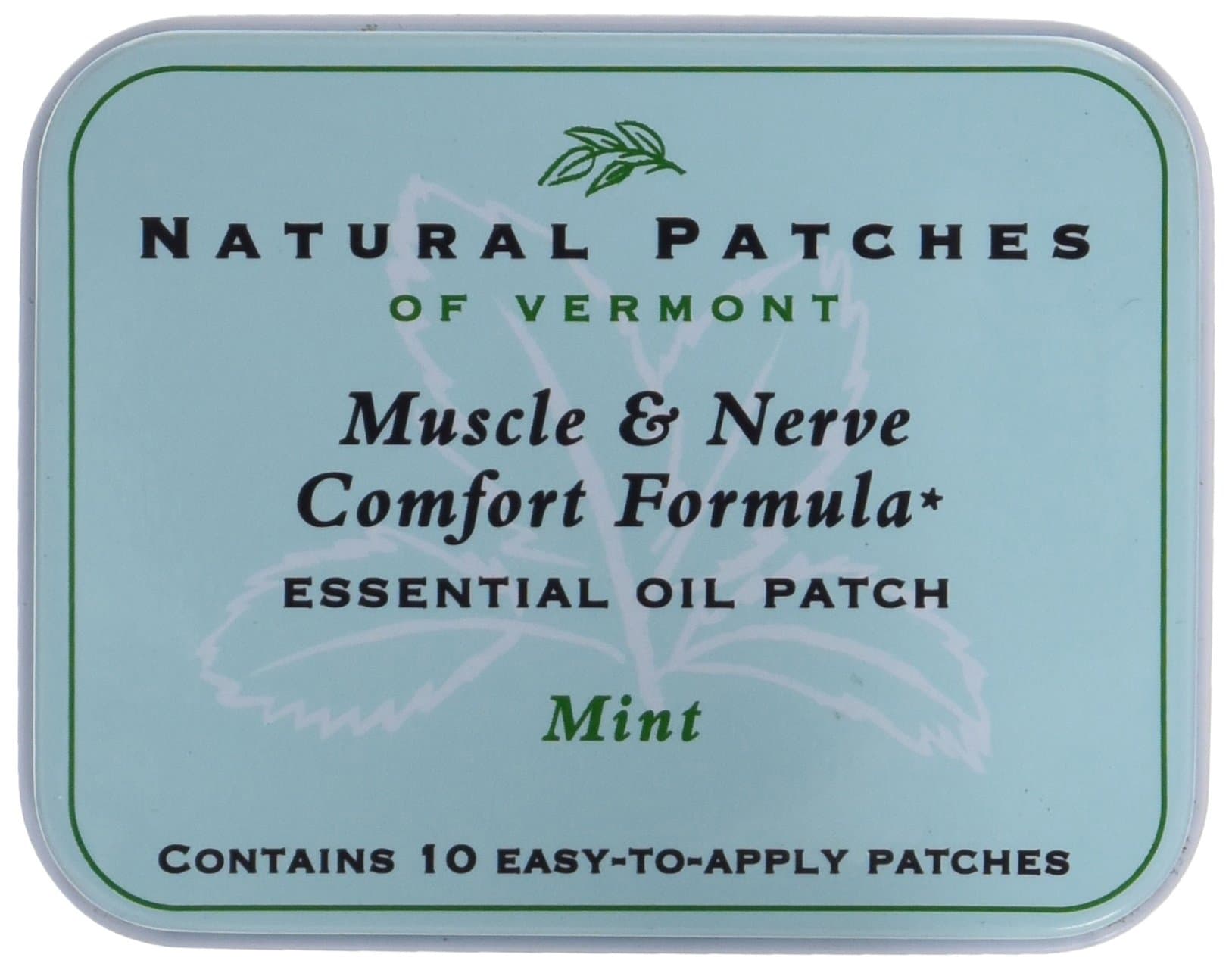 Natural Patches of Vermont Muscle & Nerve Comfort Essential Oil Body Patches, Mint, 10-Count Tin