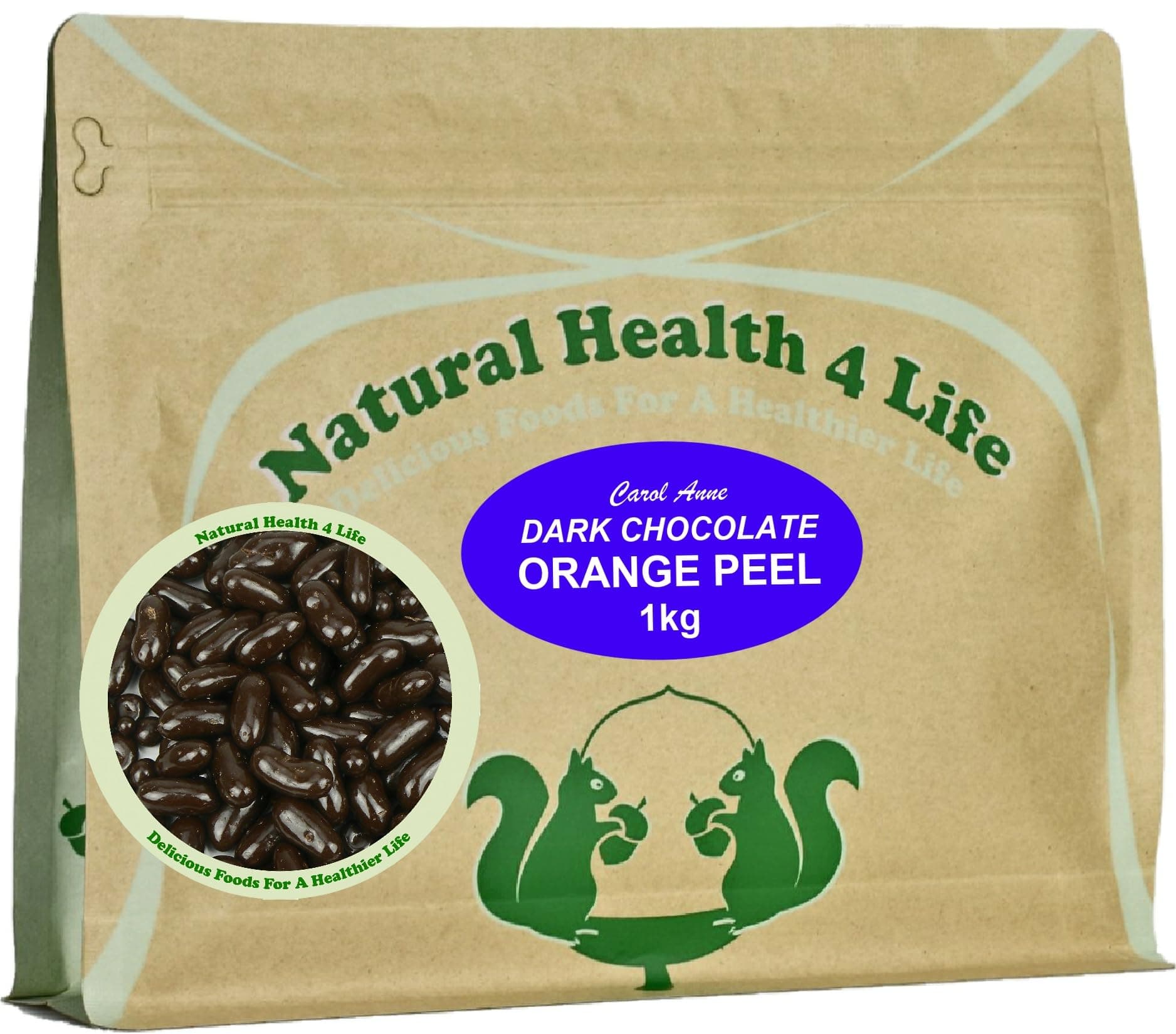 Natural Health 4 Life Carol Anne Confectioner Dark Chocolate Orange Peel 1kg in Resealable Pouch, ‎Snack for Parties, Baking, Events (Pack of 1)