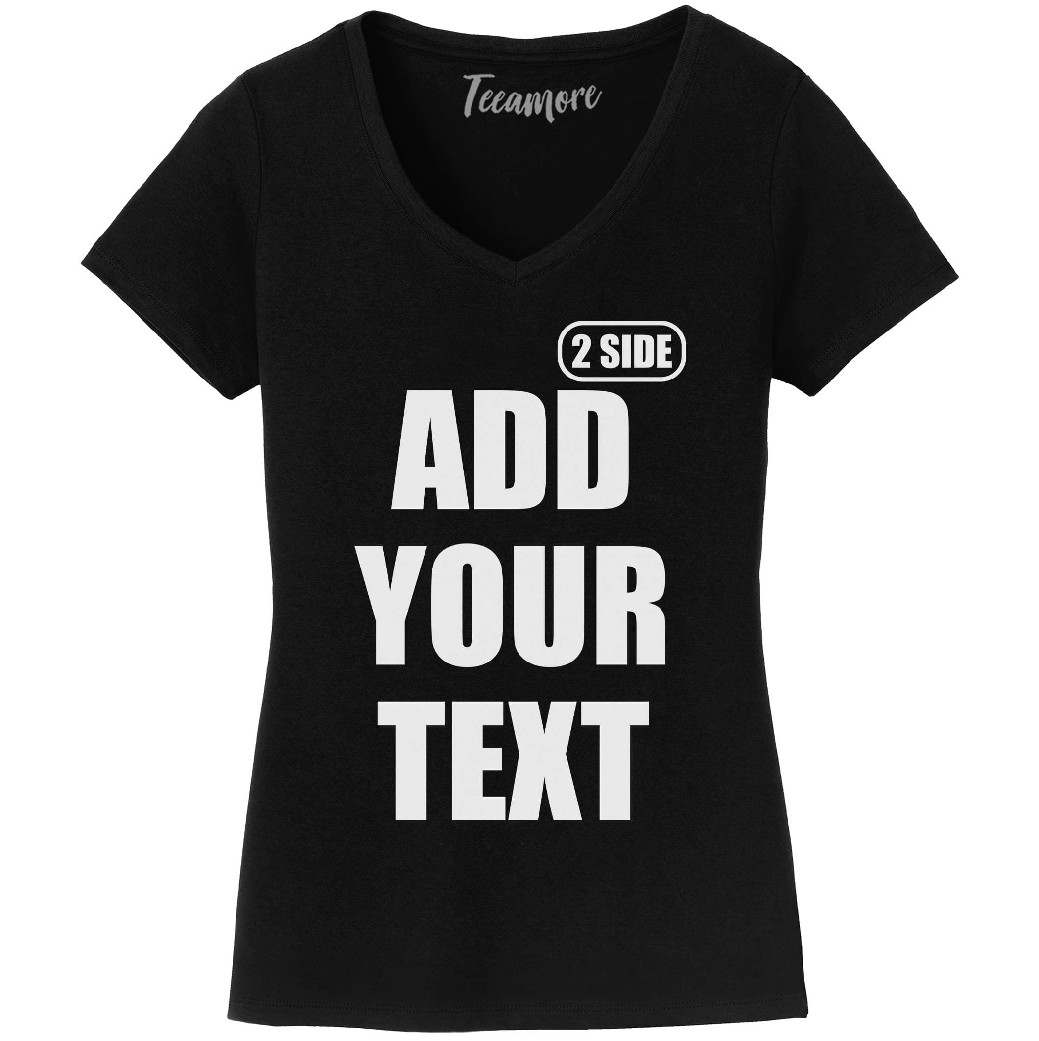 Women Custom V Neck T Shirt Add Your Text Design Your Own Front Back Side