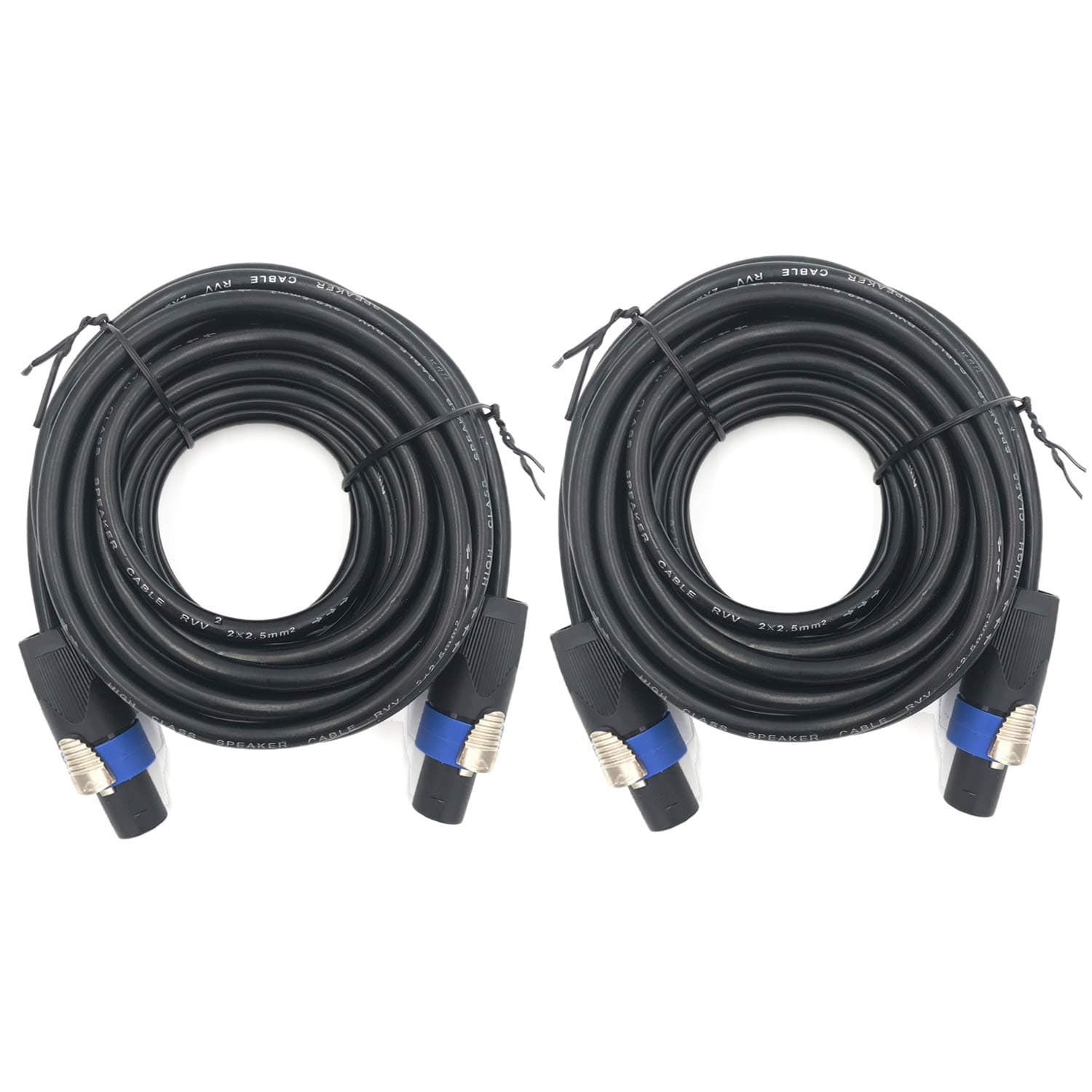 2 Pack 30ft Pro Speakon to Speakon Cable, Pair 12AWG Patch Cords, Professional Speakon Audio Cable Cord with NL4FC Connector