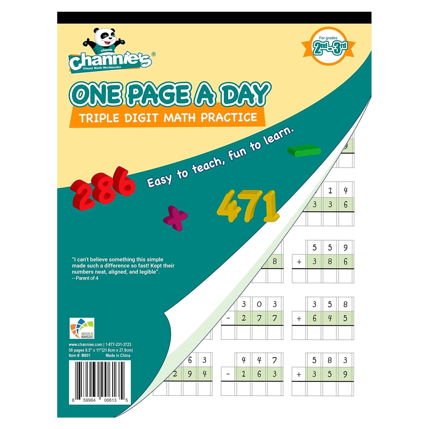 Channie’s One Page a Day Triple Digit Addition and Subtraction Workbook