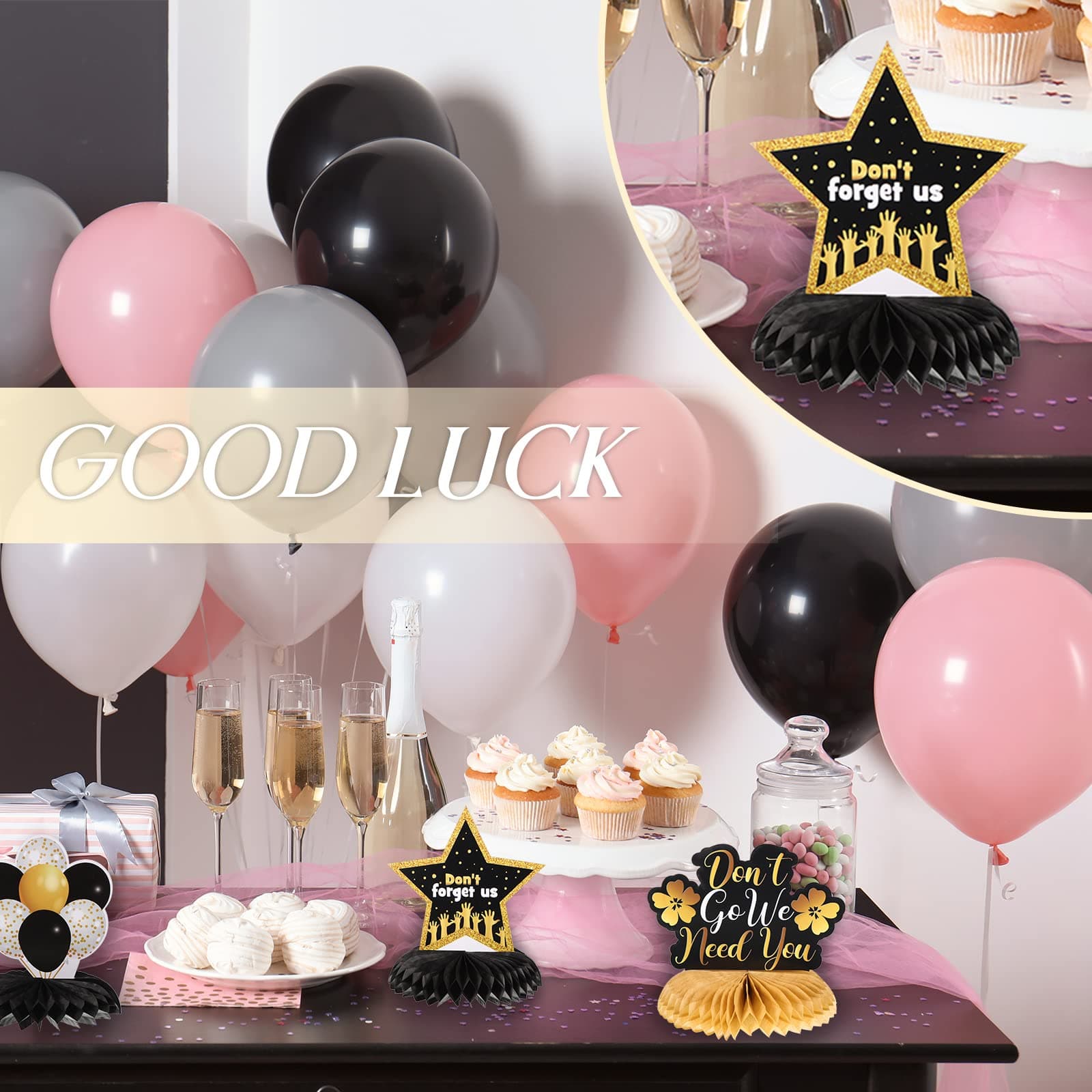 HyDren 7 Pieces Farewell Party Decorations We Will Miss You Decorations Honeycomb Going Away Party Centerpiece for Coworker Employee Friend Goodbye Retirement Supplies